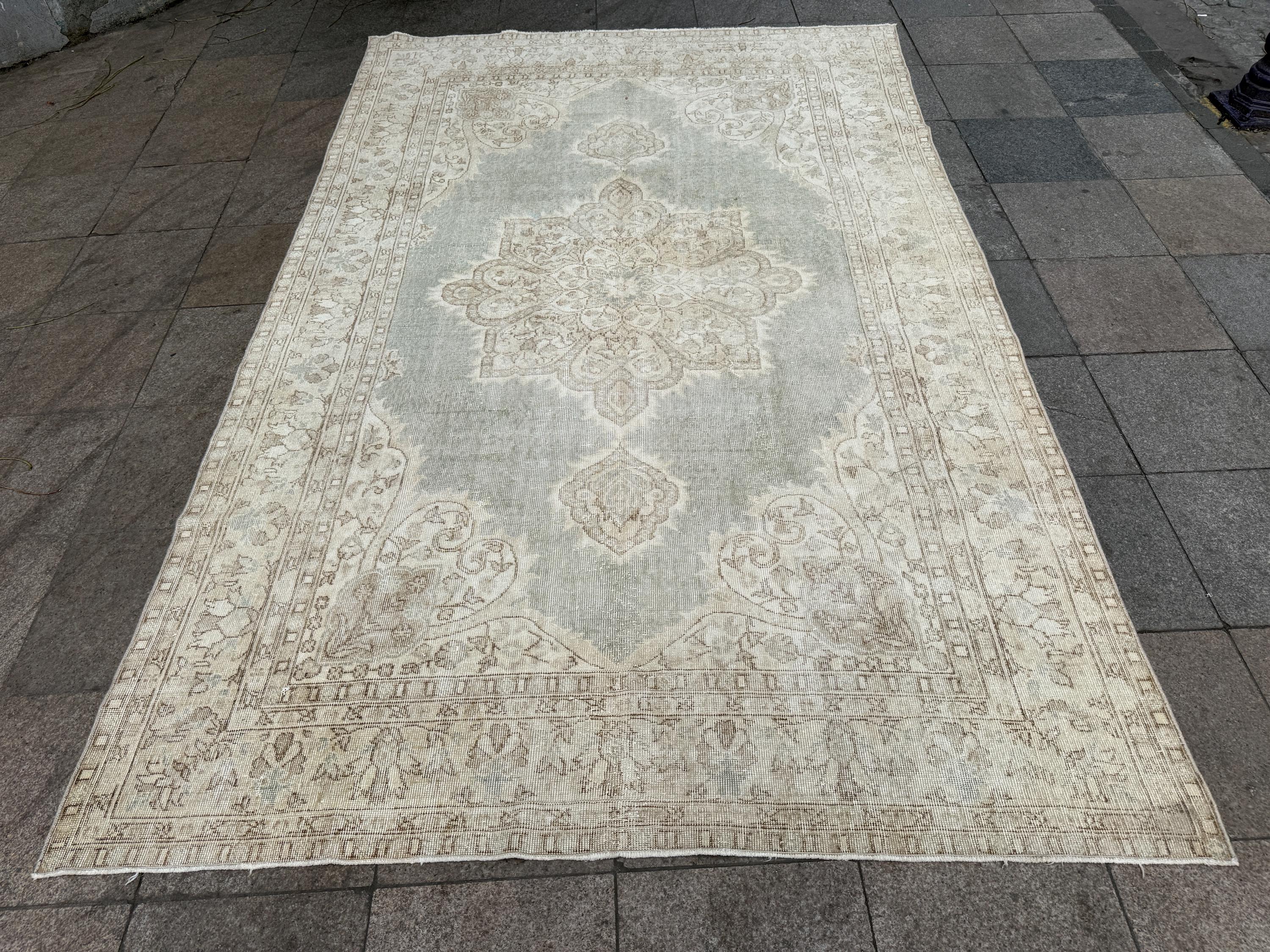 6'8"x10'5" feet Vintage Turkish Anatolian Rug,Blue Color Rug,428