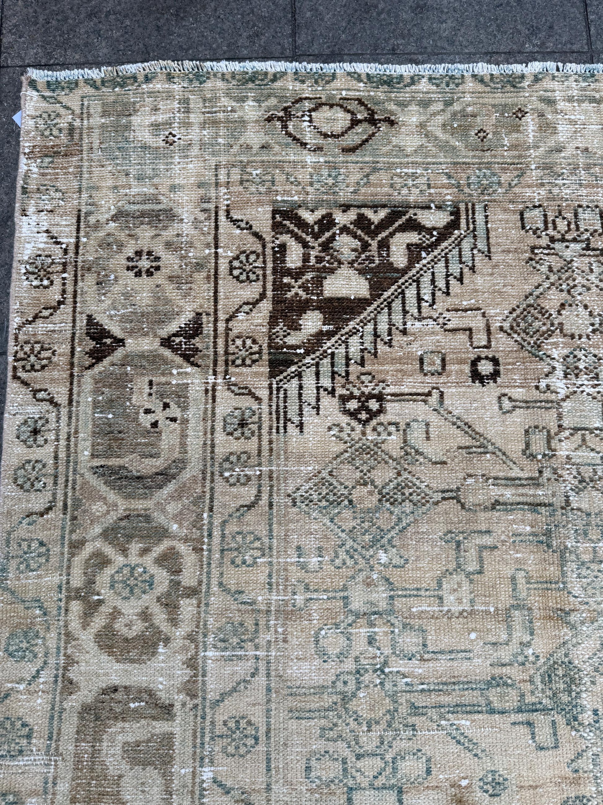 4'4"x6'11" feet Vintage Turkish Anatolian Rug,beige Floral Rug,130