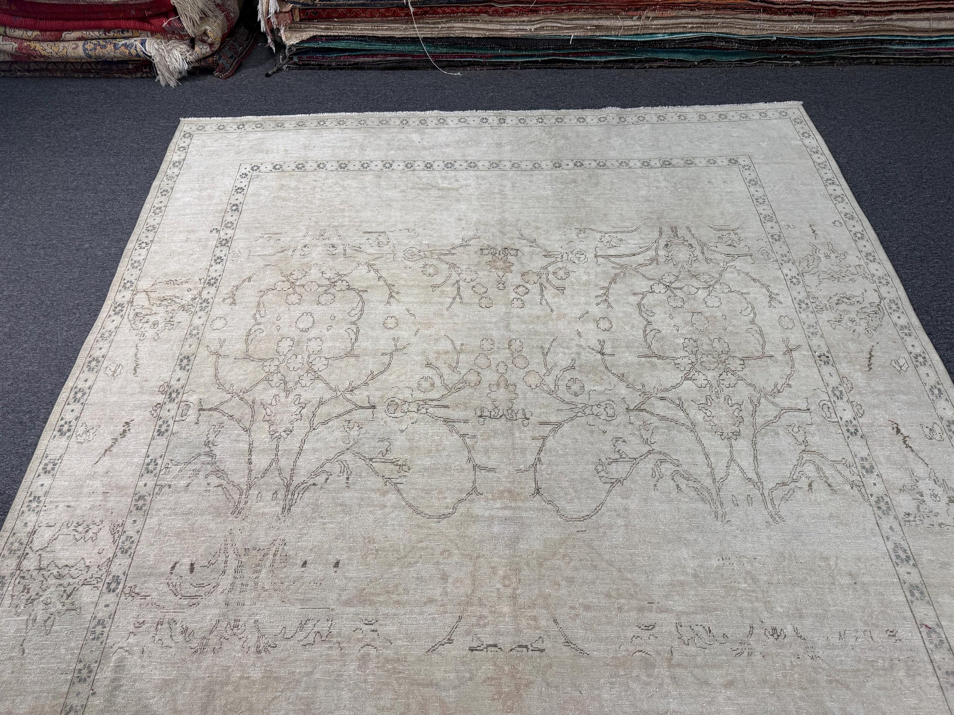 8'x12'3" feet Vintage Turkish Anatolian Rug,Beige Color Rug,23