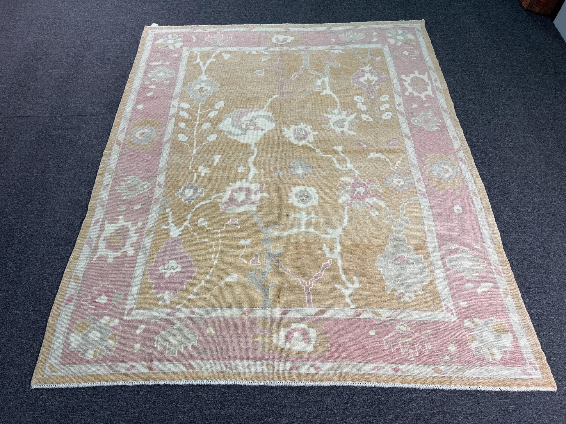 8'1"x9'9" feet Turkish Oushak Rug,Yellow Color Rug,072