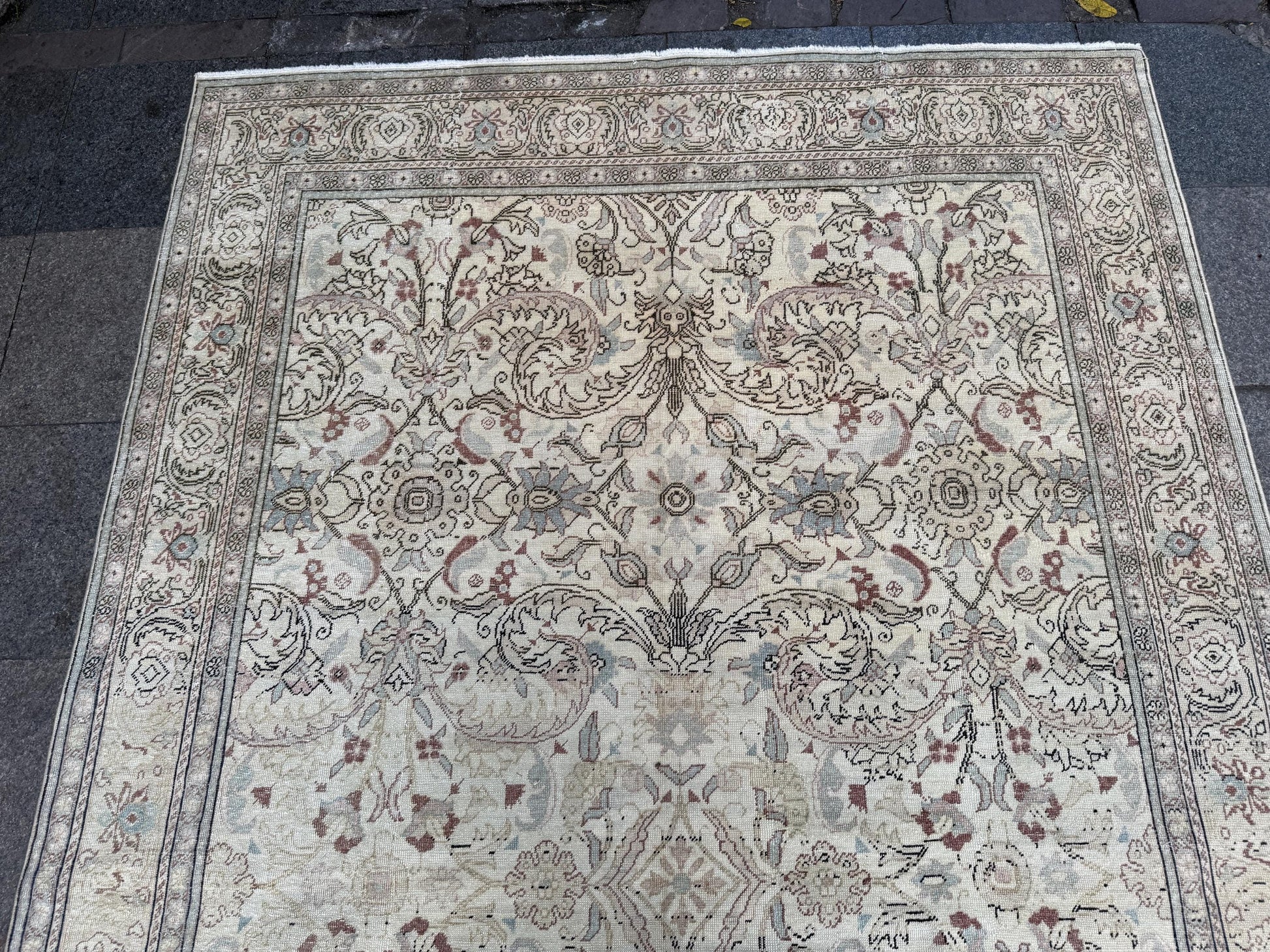 6'4"x9'5" feet Vintage Turkish Anatolian Rug,Beige Color Rug,480