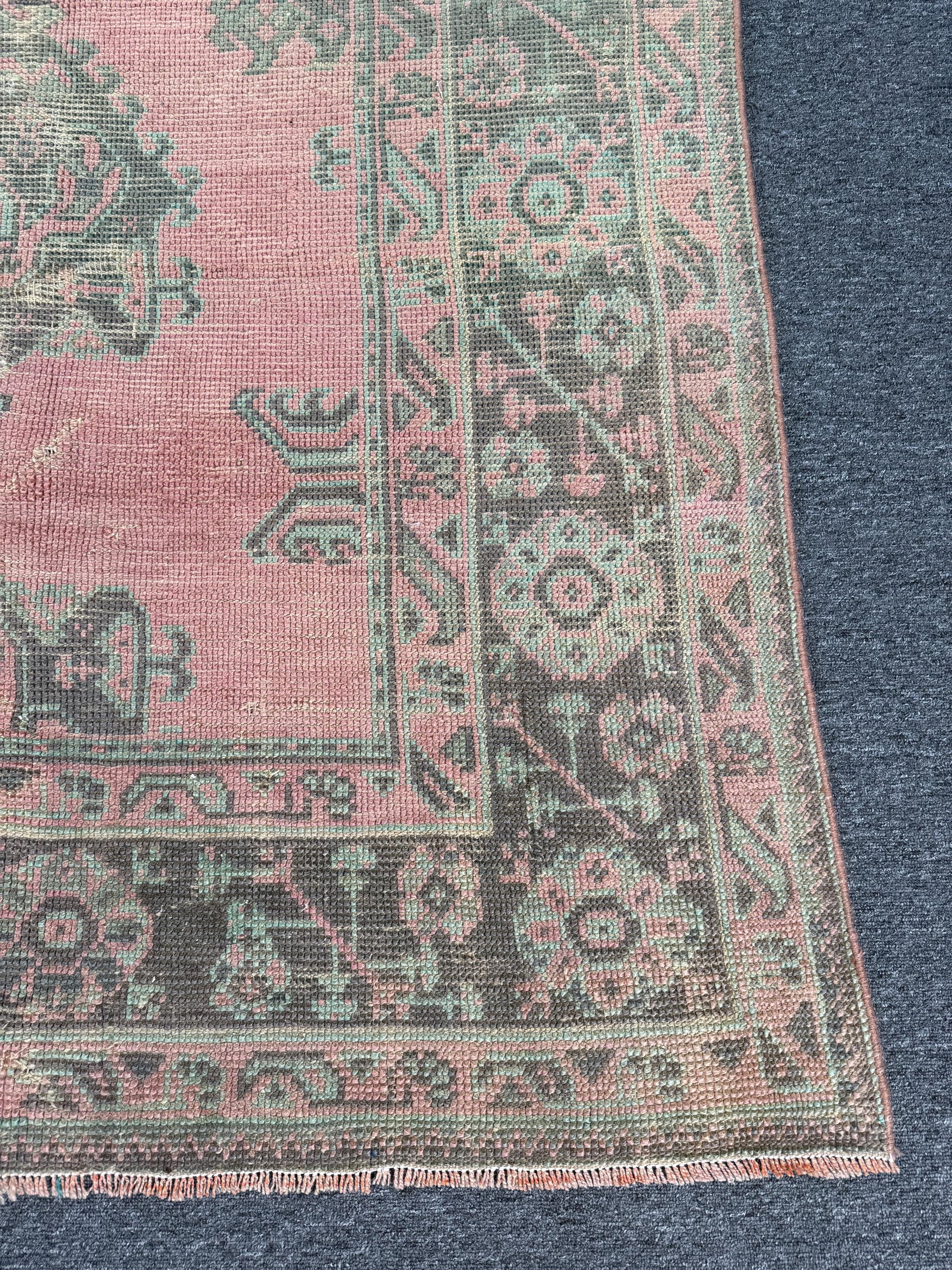 9x11'2 feet Vintage Turkish Anatolian Rug,Pink Color Rug,119