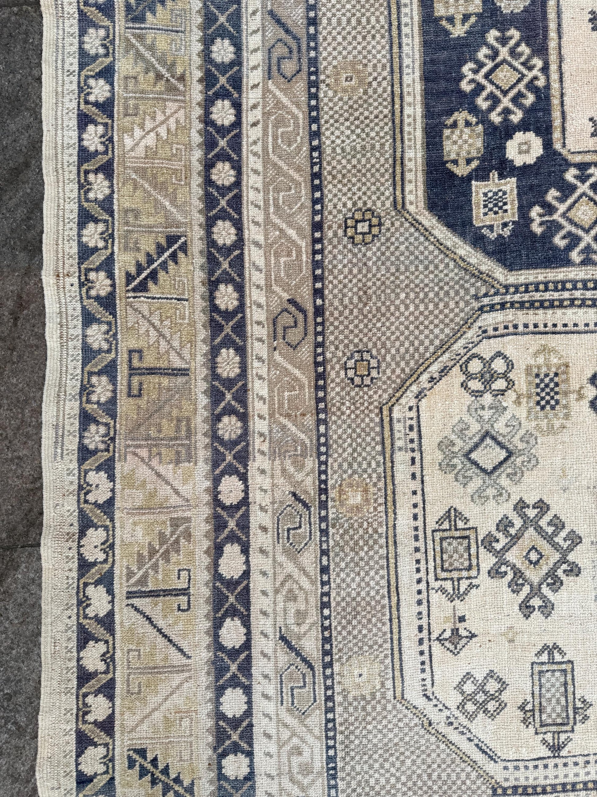 6'3"x10'5" feet Vintage Turkish Anatolian Rug,Blue Geometric Rug,89