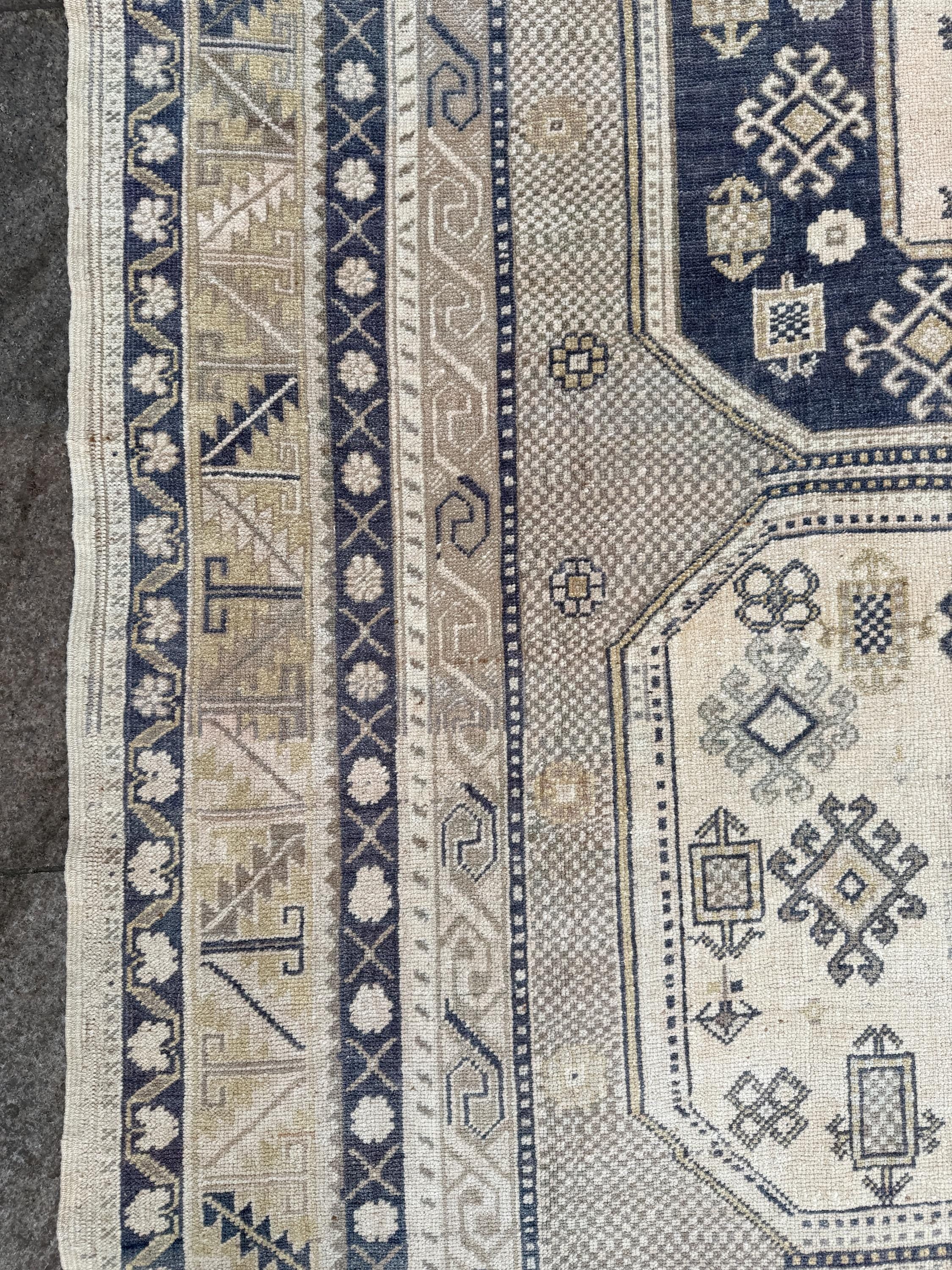 6'3"x10'5" feet Vintage Turkish Anatolian Rug,Blue Geometric Rug,89