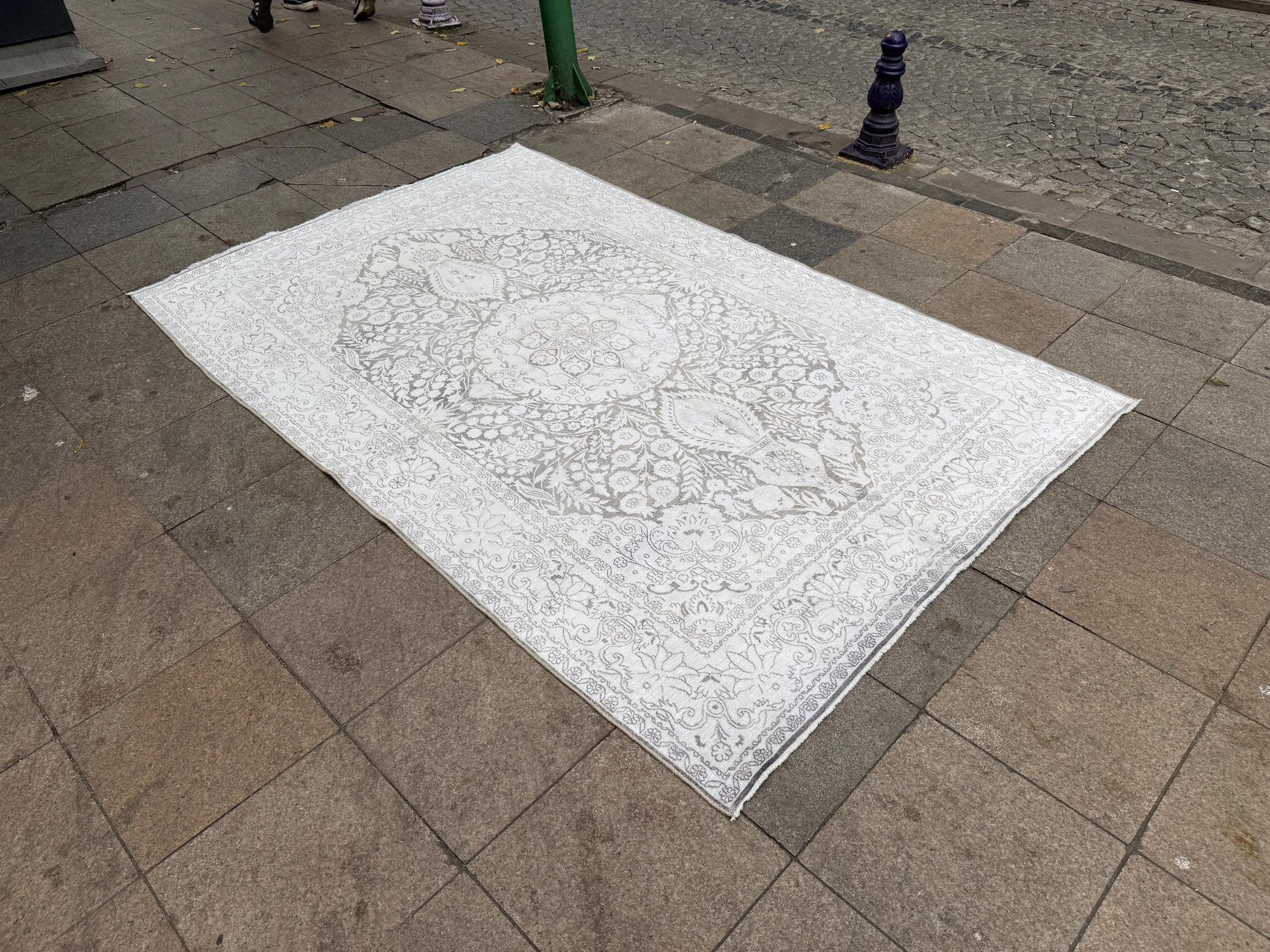 5'8"x8'8" feet Vintage Turkish Anatolian Rug, Gray Floral Rug,19