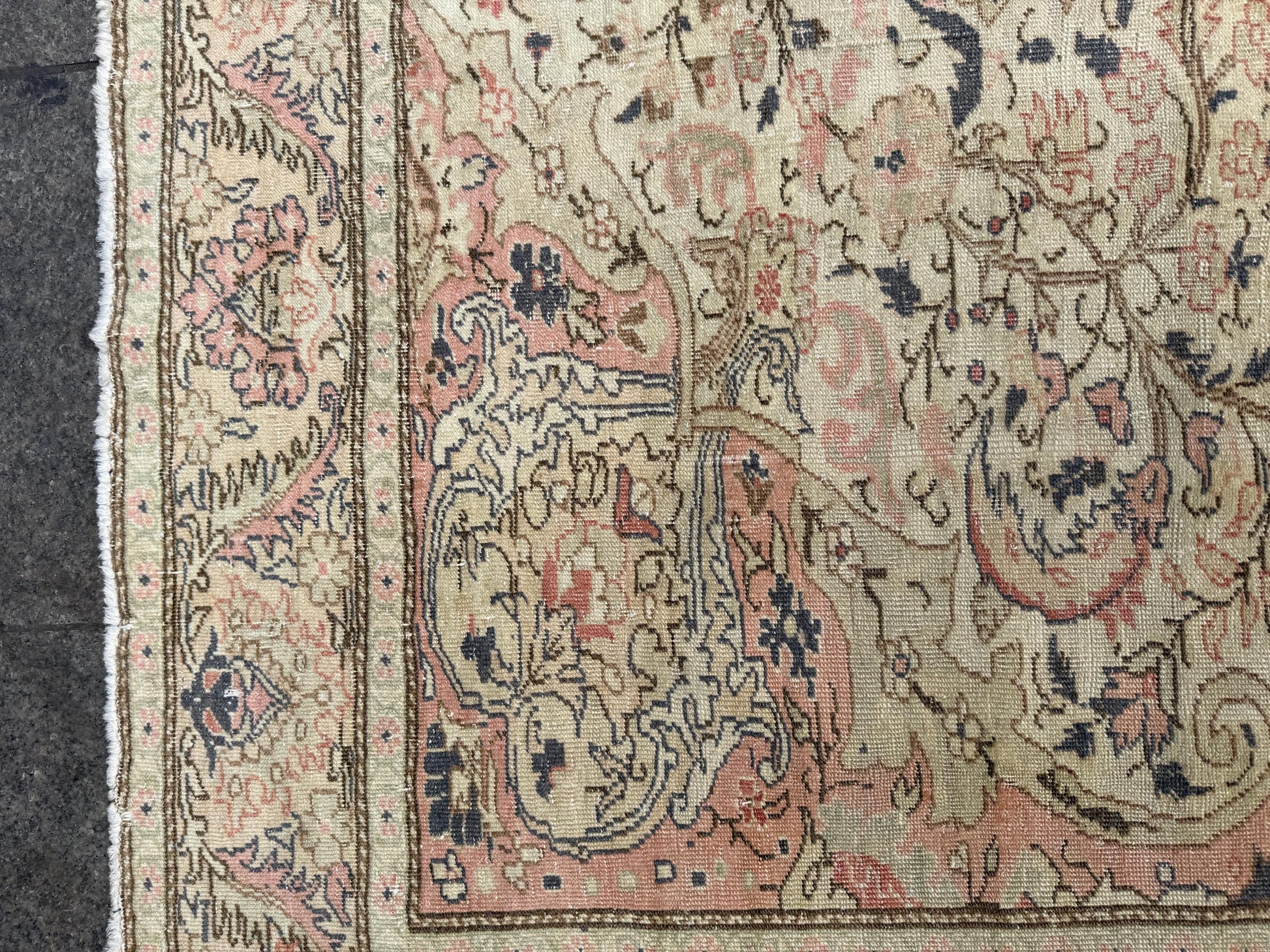 6'2"x9'10" feet Vintage Turkish Anatolian Rug,Beige Floral Rug,59