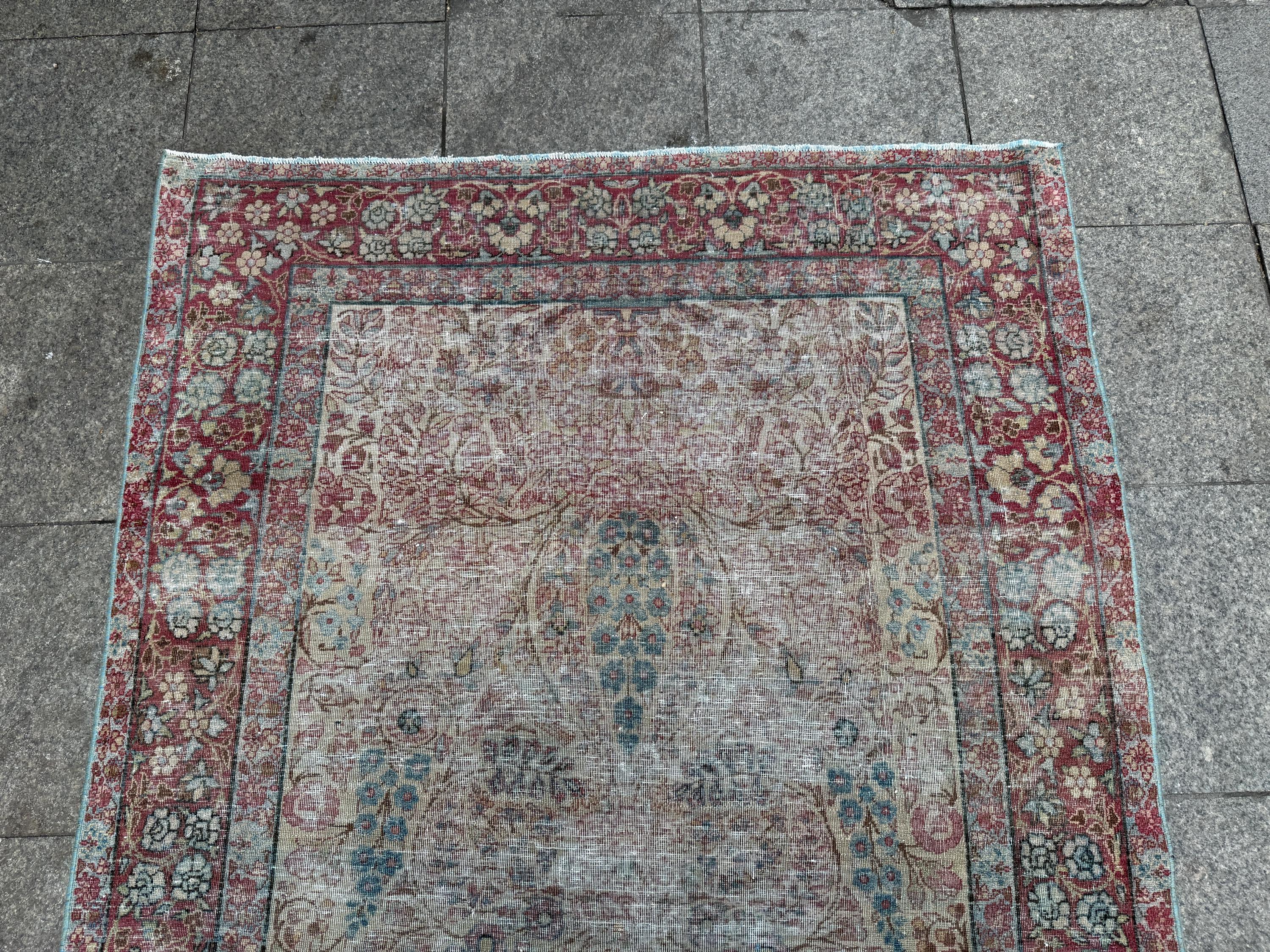 4'7"x7'2" feet Vintage Turkish Anatolian Rug,Beige Color Rug,014
