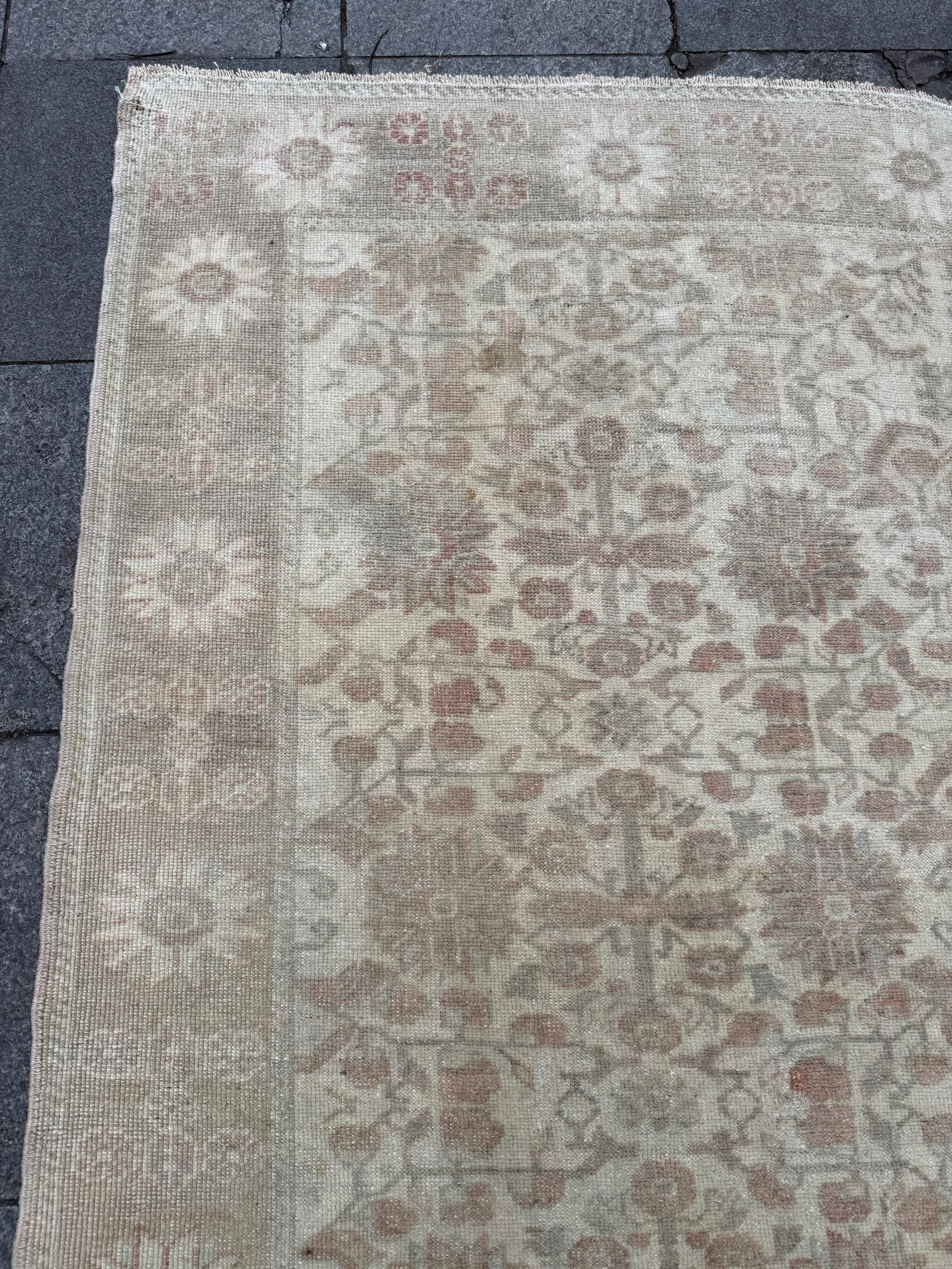 6'1"x10'8" feet Vintage Turkish Anatolian Rug,Beige Floral Rug,90