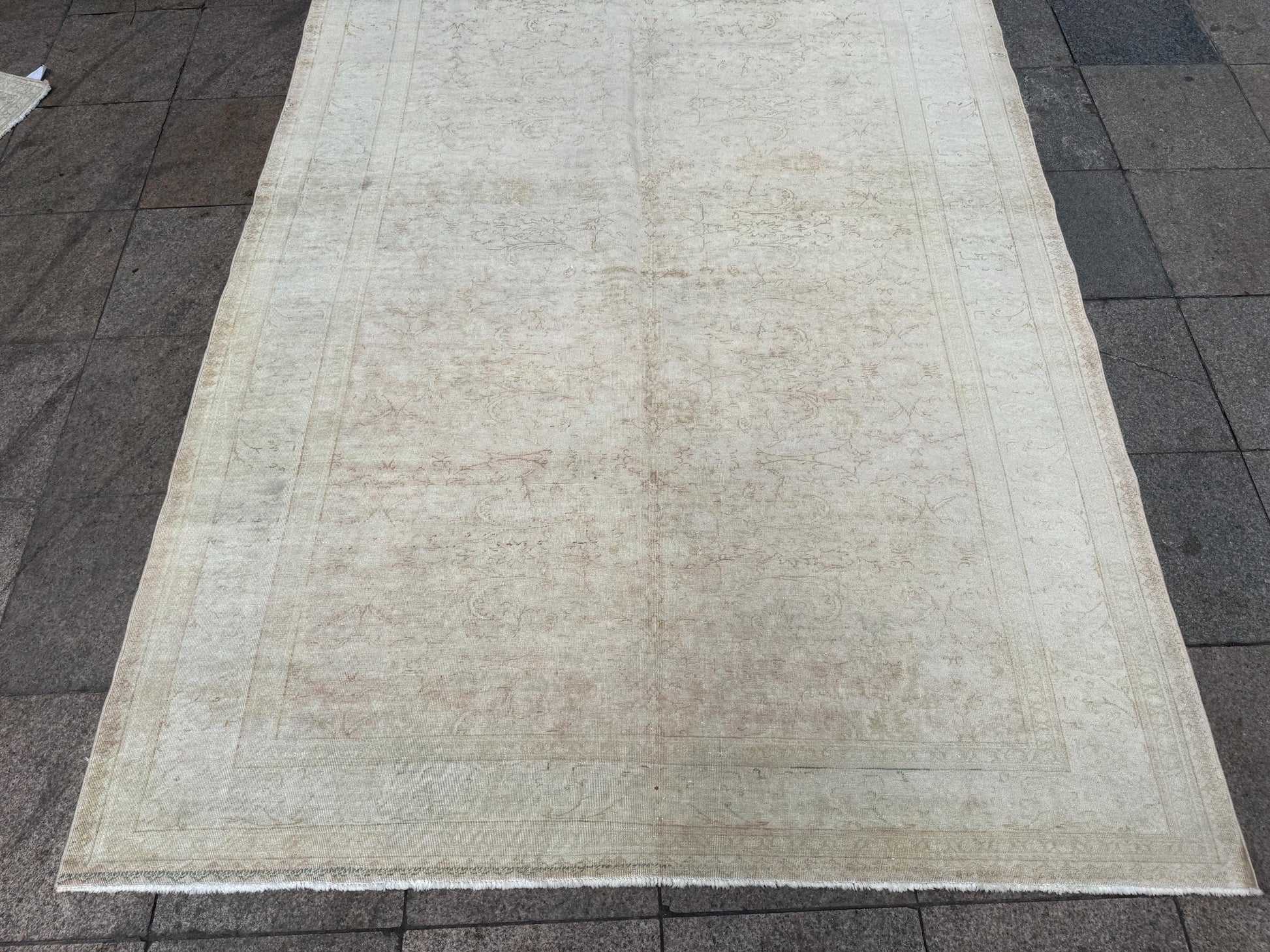 6'5"x9'8" feet Vintage Turkish Anatolian Rug,Beige Color Rug,423