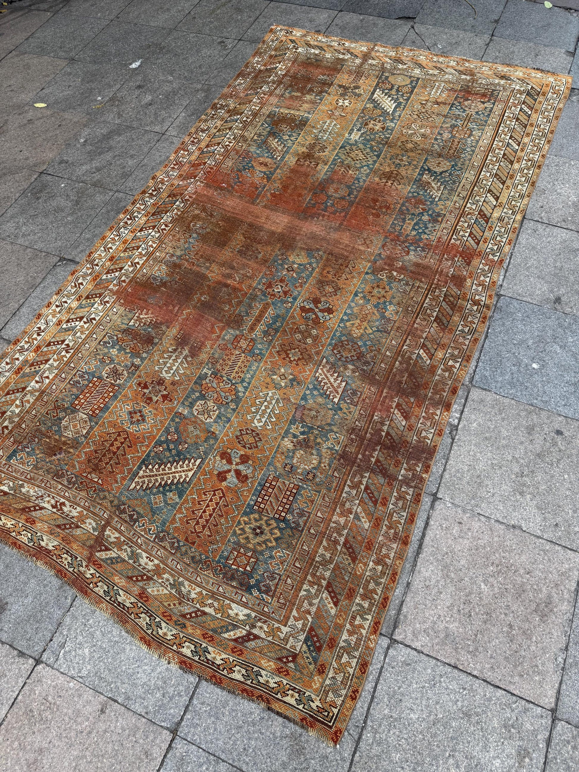 5'1"x9'2" feet Vintage Turkish Anatolian Rug,Brick Color Floral Rug,7026