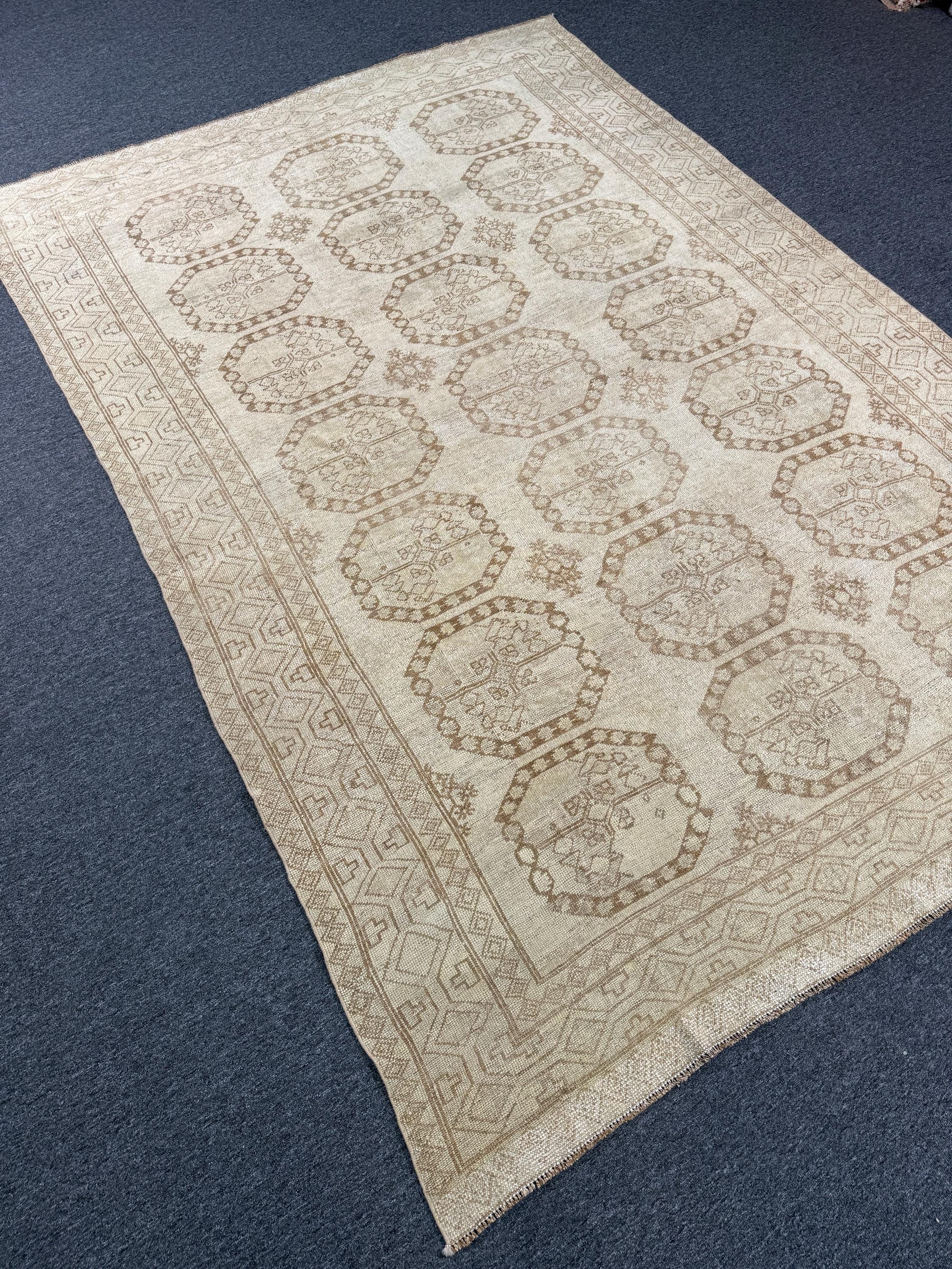 6'7"x9'6" feet Vintage Turkish Anatolian Rug,Beige Rug,881