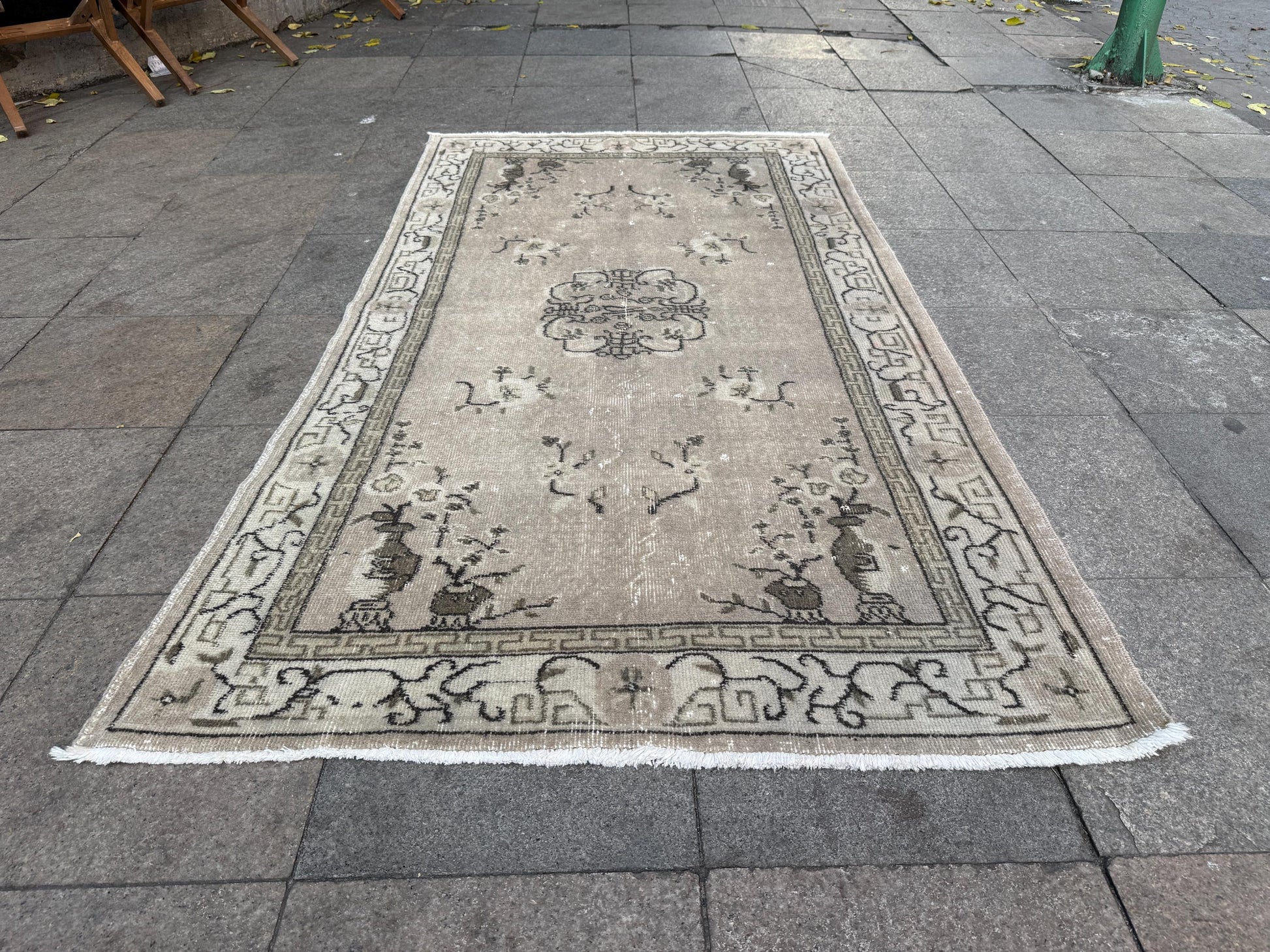 4'x7'1" feet Vintage Turkish Anatolian Rug,Gray Color Rug,466