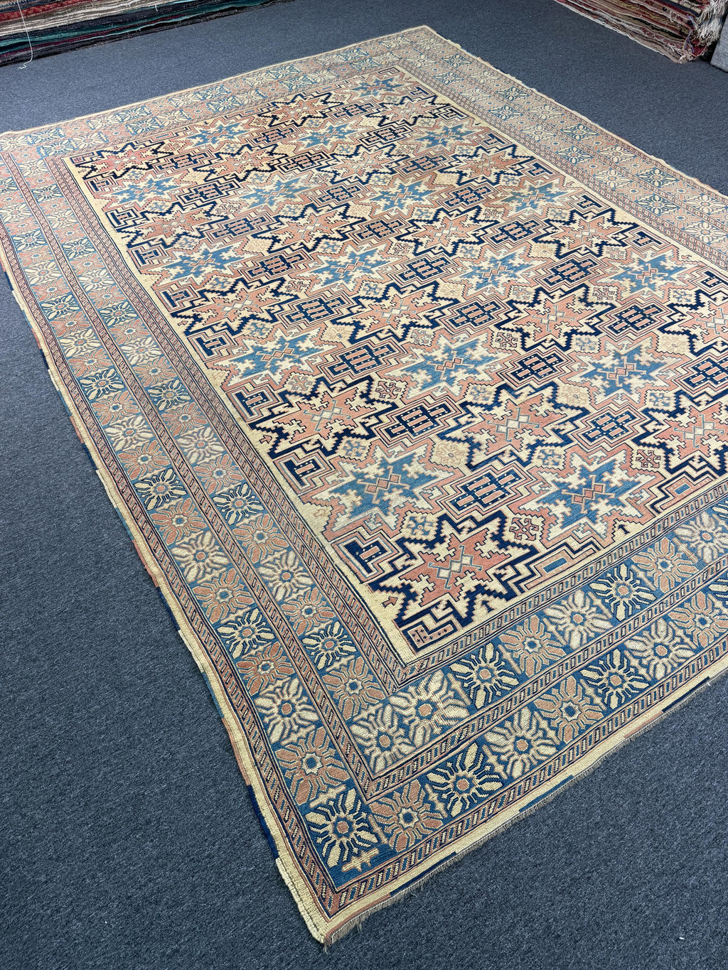 9'6"x12'10" feet Vintage Turkish Anatolian Sumaq Rug,Beige Color Rug,574