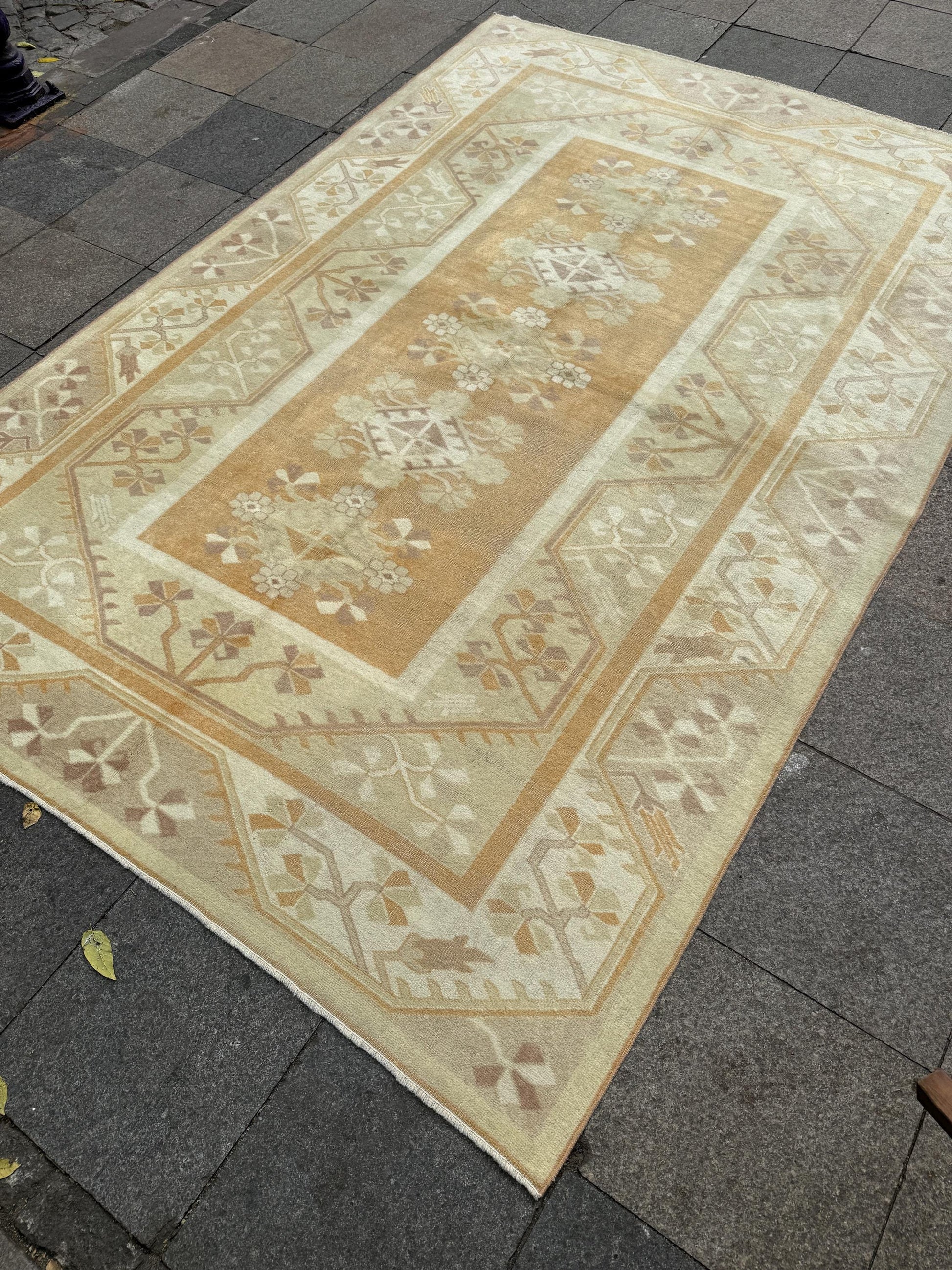 6'7"x9'7" feet Vintage Turkish Anatolian Rug,Orange Color Geometric Rug,363