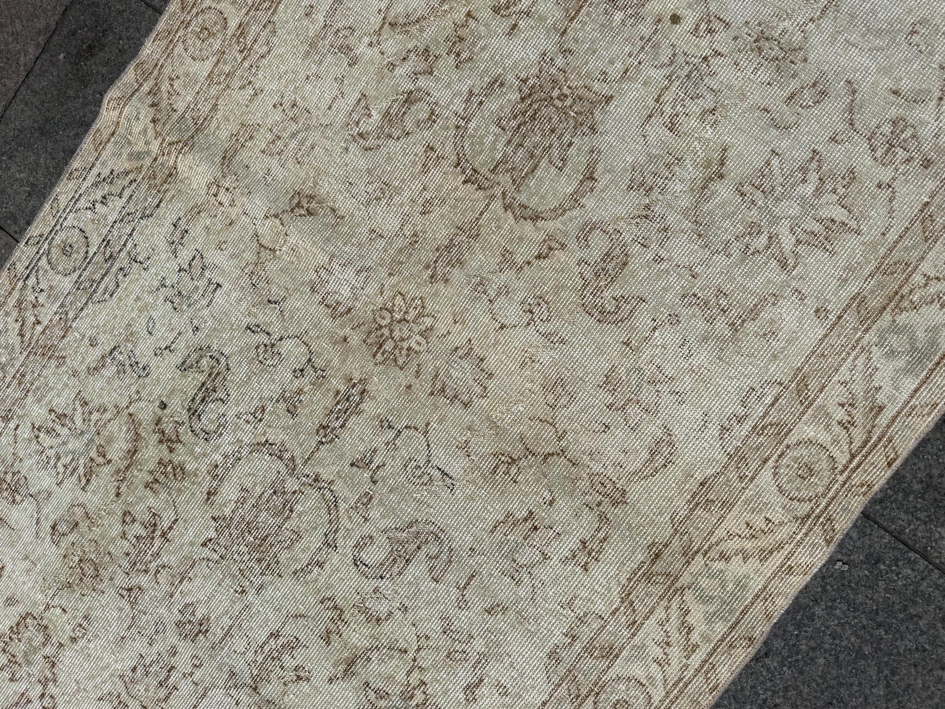 3'10"x6'9" Vintage Anatolian Wool Rug,Floral Decoritive Beige Rug ,357