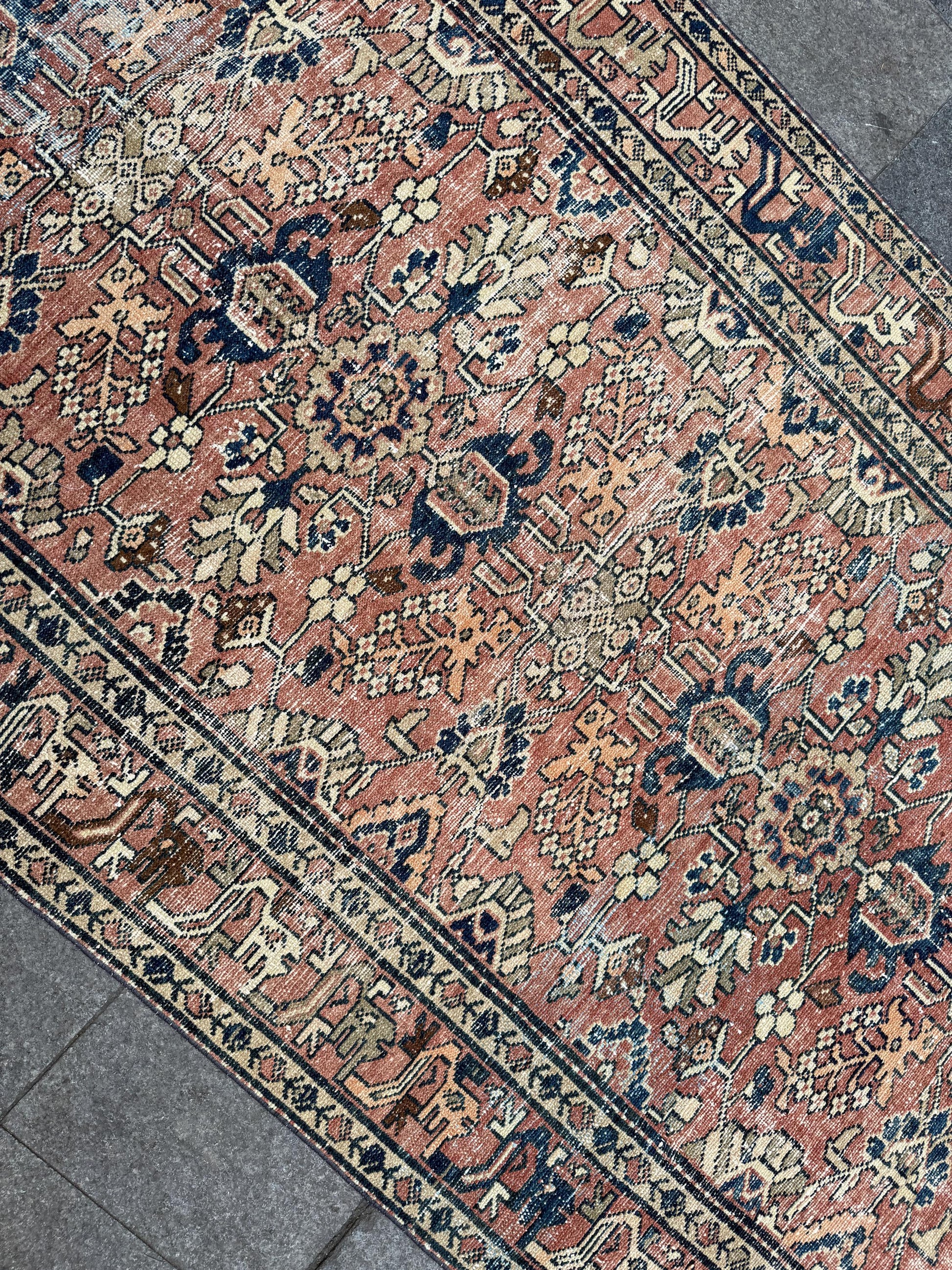 5'1"x9'8" feet Vintage Turkish Anatolian Rug,Brick Color Rug,017