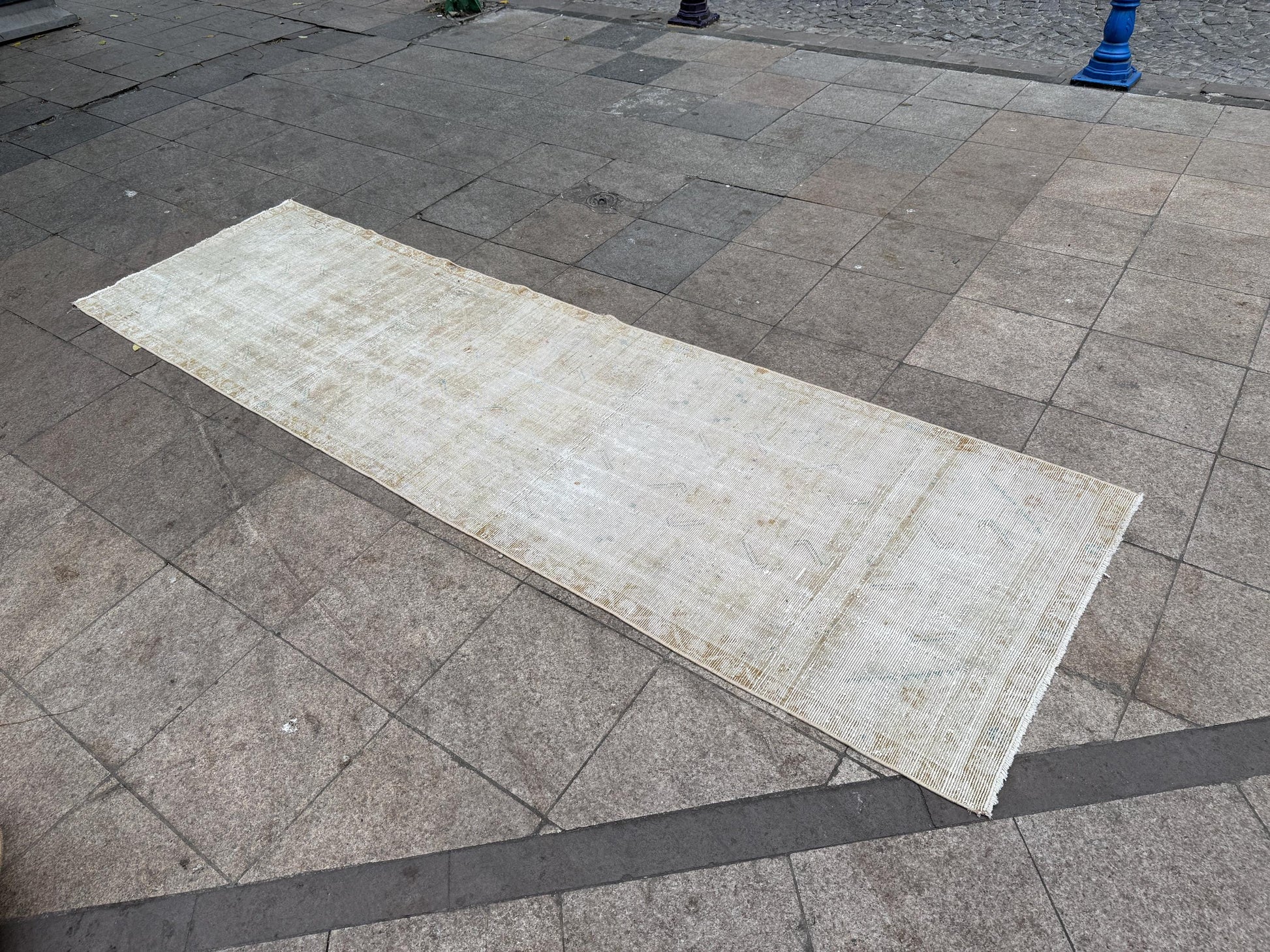 3'1"x10'9" feet Vintage Anatolian Wool Runner Rug,Floral Decoritive Beige Runner ,126