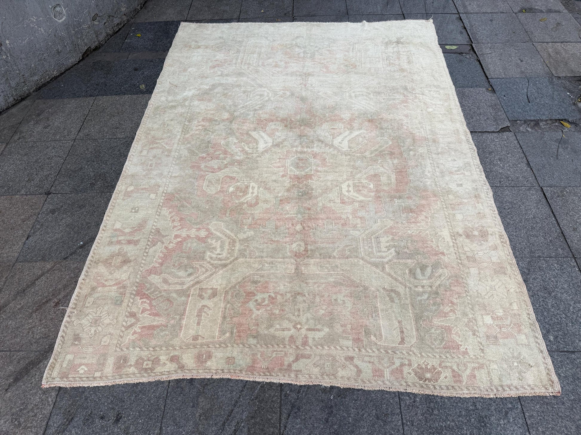 6'2"x8'5" feet Vintage Turkish Anatolian Rug,Brick color Geometric Rug,85