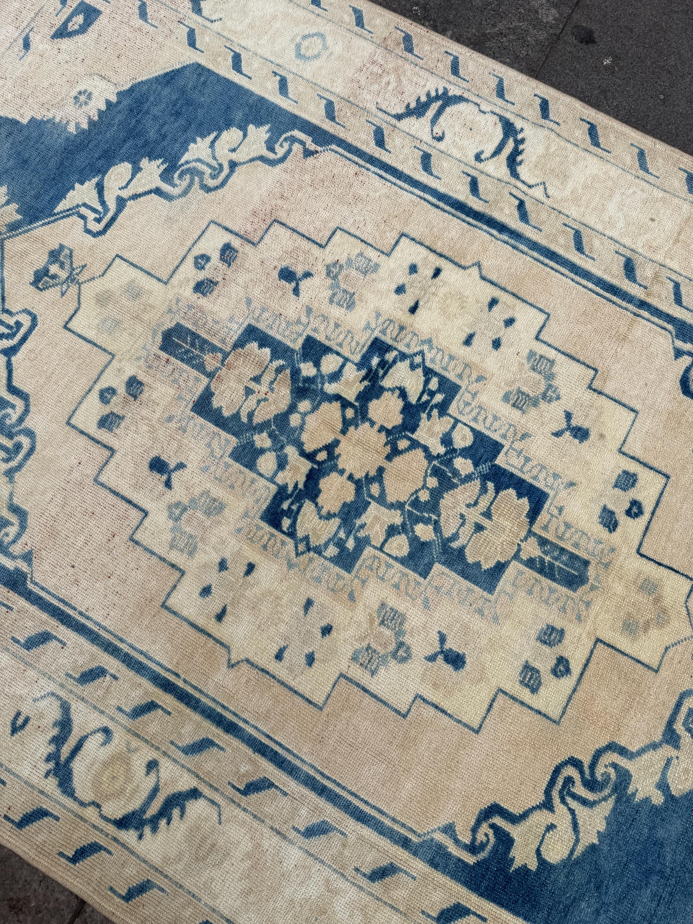 4'8"x6'10" feet Vintage Turkish Anatolian Rug,Blue Color Rug,410
