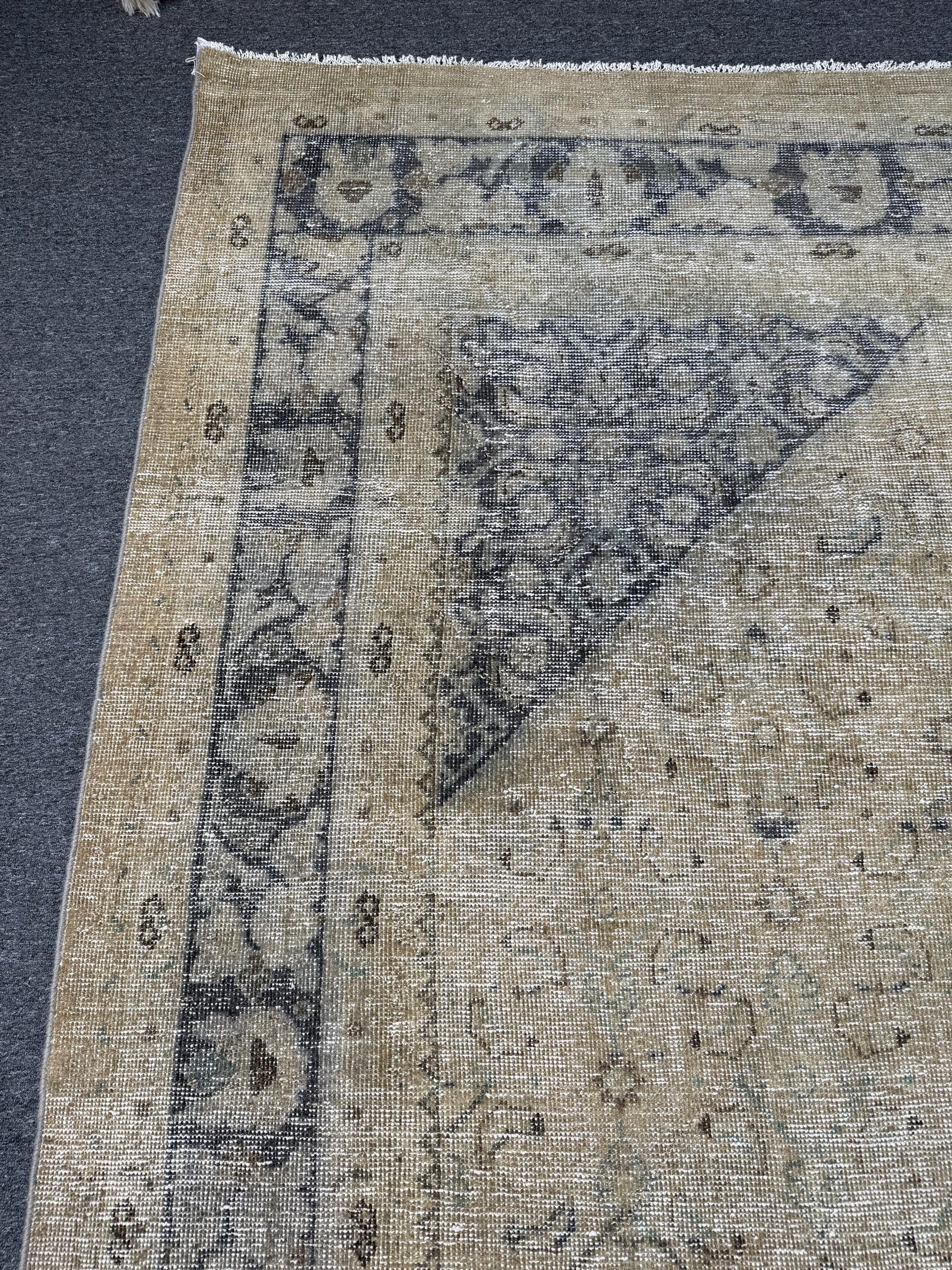 9'4"x12'9" feet Vintage Turkish Anatolian Rug,Beige Color Rug,112