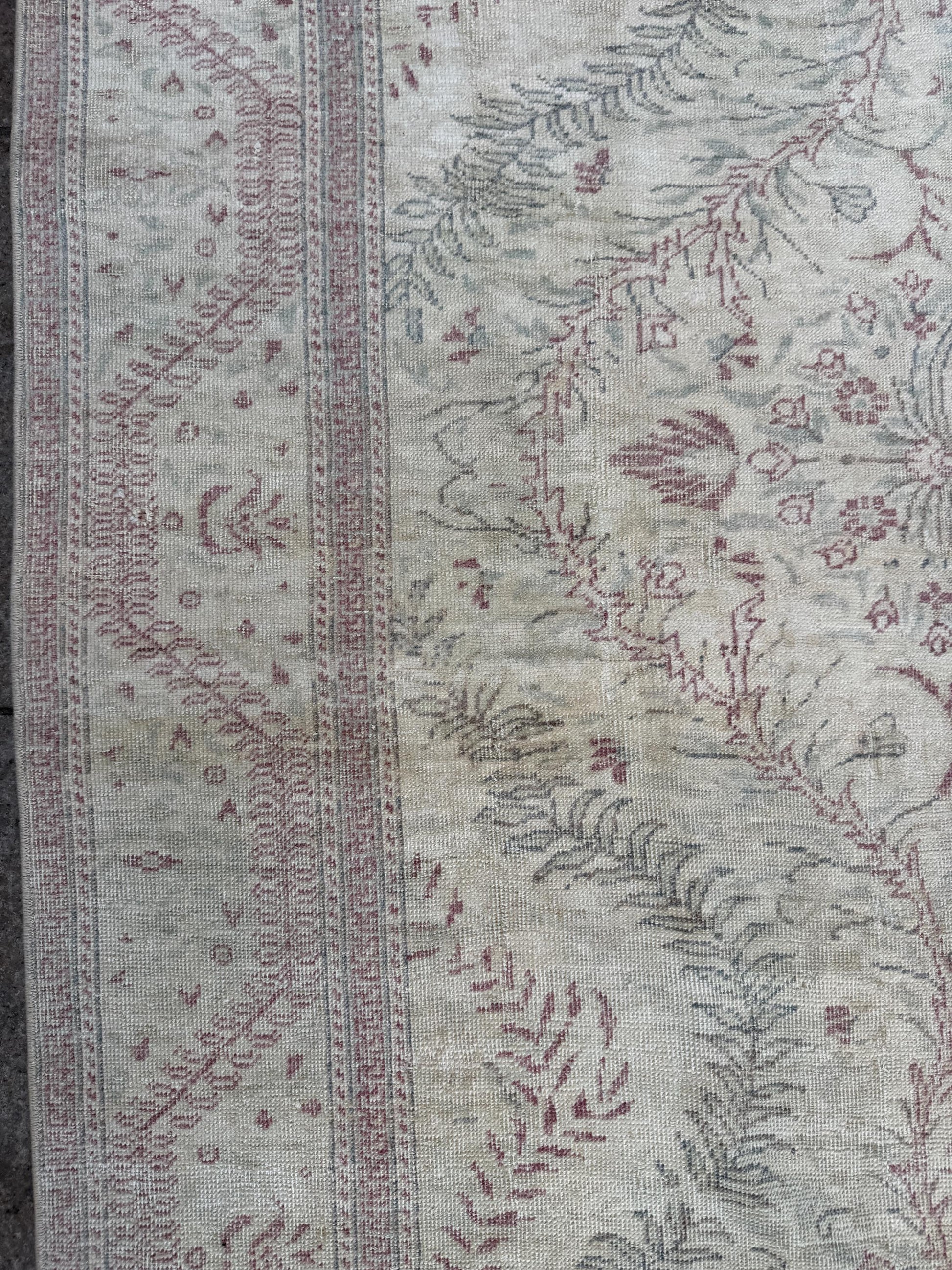 6'3"x9'8" feet Vintage Turkish Anatolian Rug,Beige Floral Rug,50