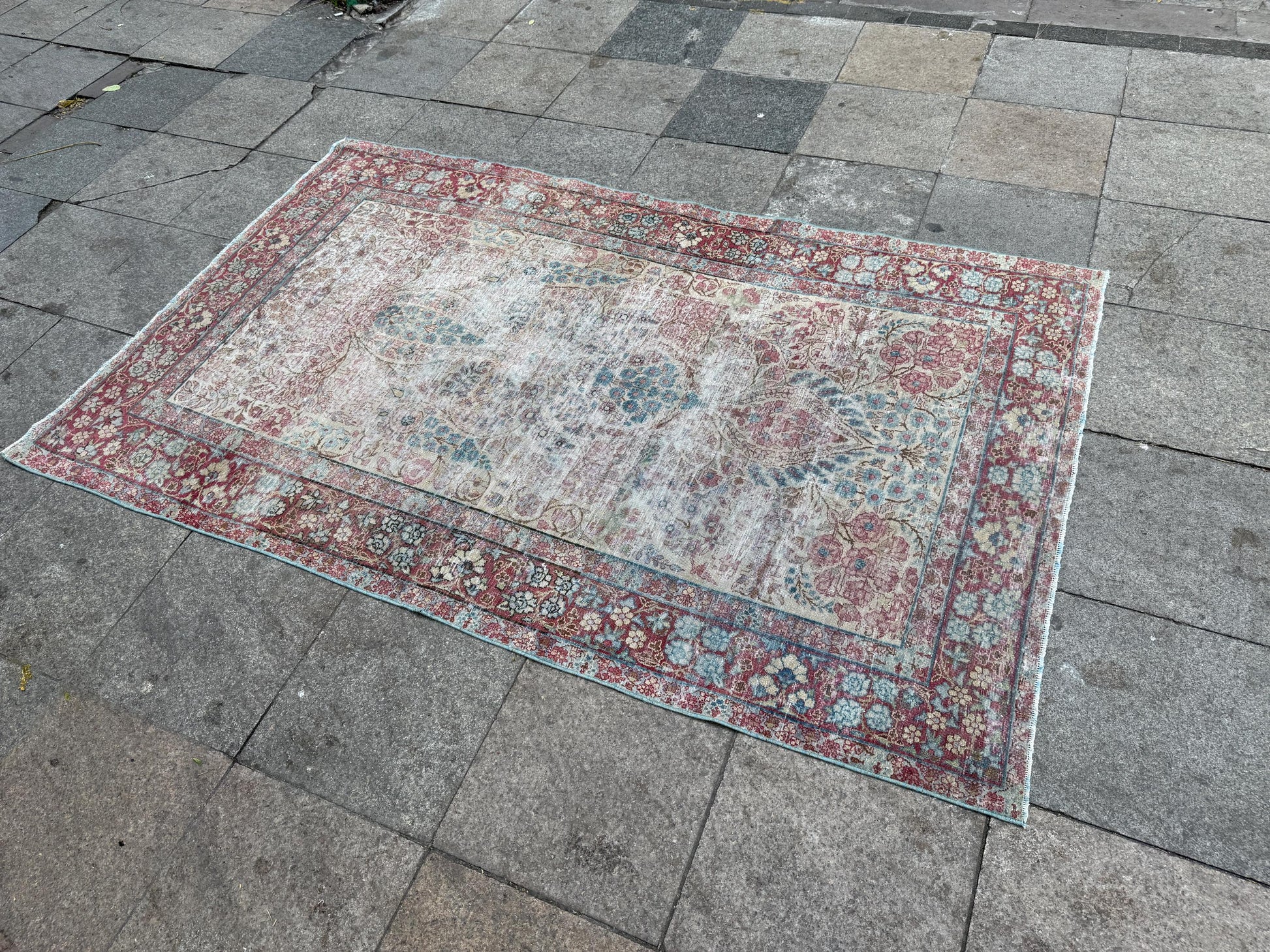 4'7"x7'2" feet Vintage Turkish Anatolian Rug,Beige Color Rug,014