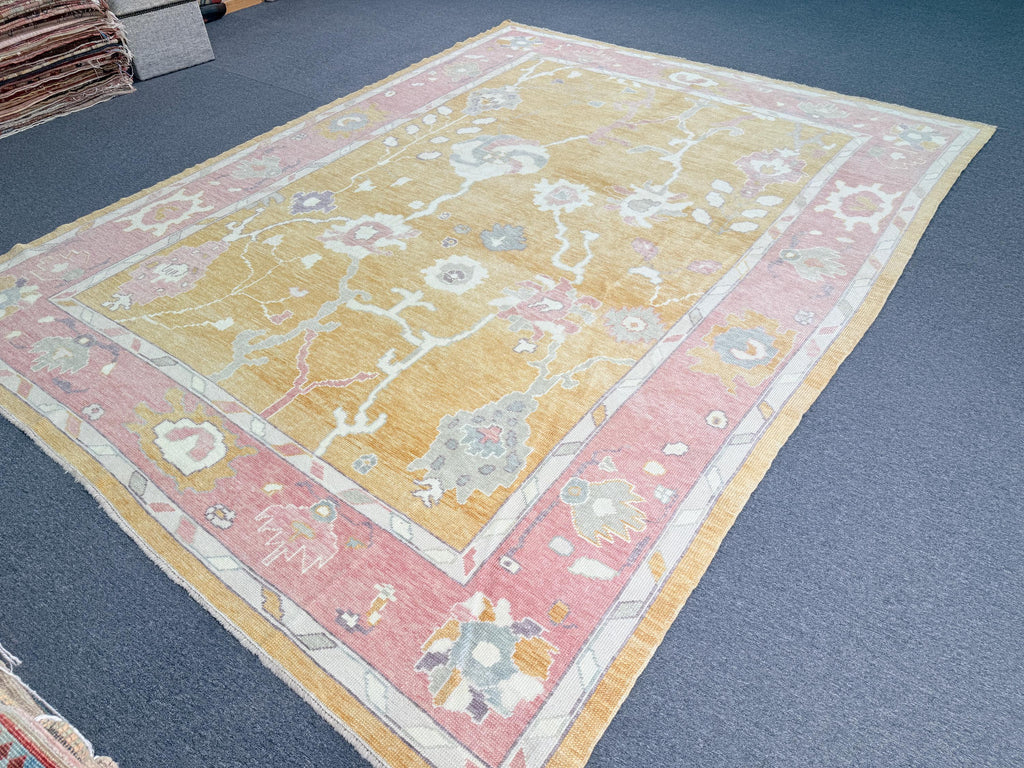 9'5"x12' feet Turkish Oushak Rug,Yellow Color Rug,069