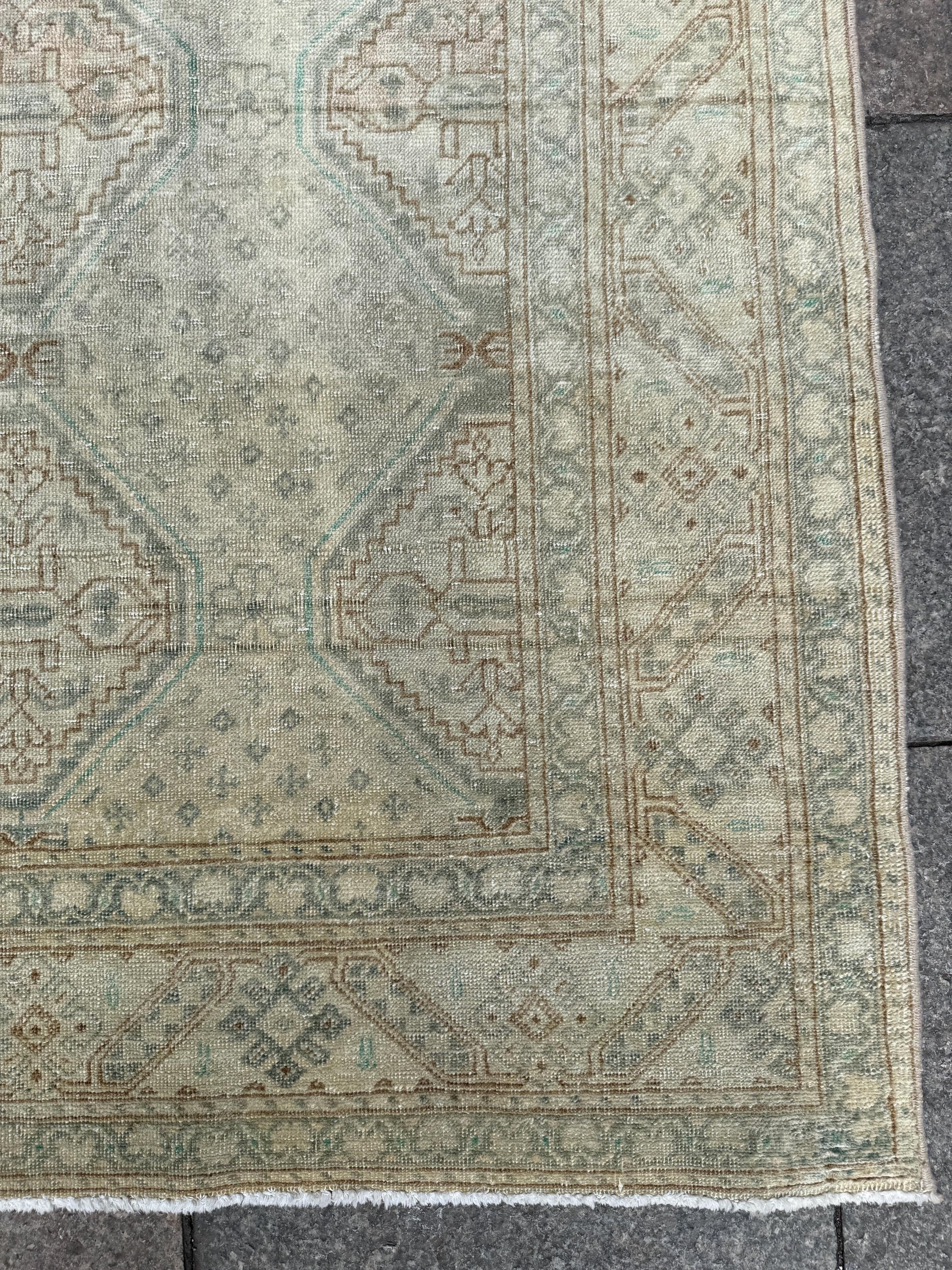 4'8"x7'1" feet Vintage Turkish Anatolian Rug,Brick Color Geometric Rug,274