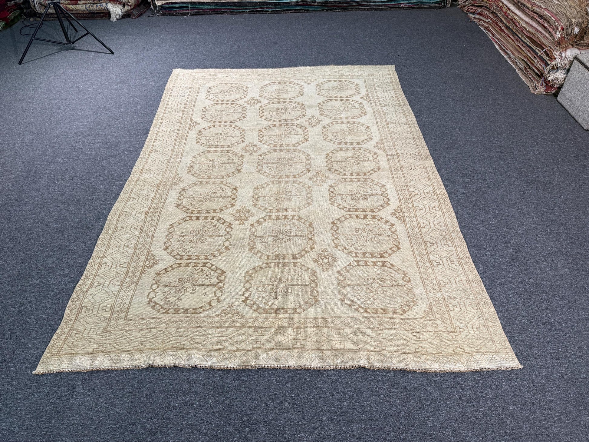 6'7"x9'6" feet Vintage Turkish Anatolian Rug,Beige Rug,881