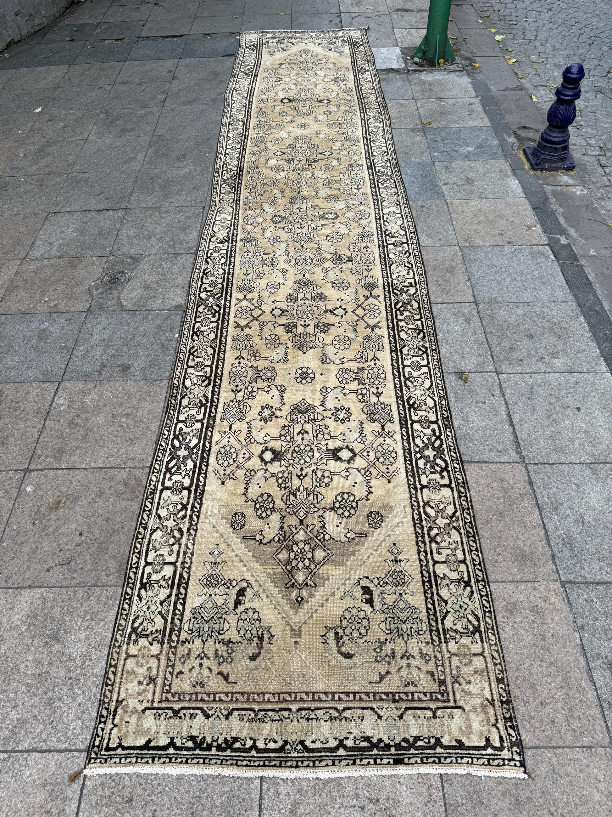 3'5"x16'5" feet Vintage Anatolian Wool Runner Rug,Beige Color Rug ,42