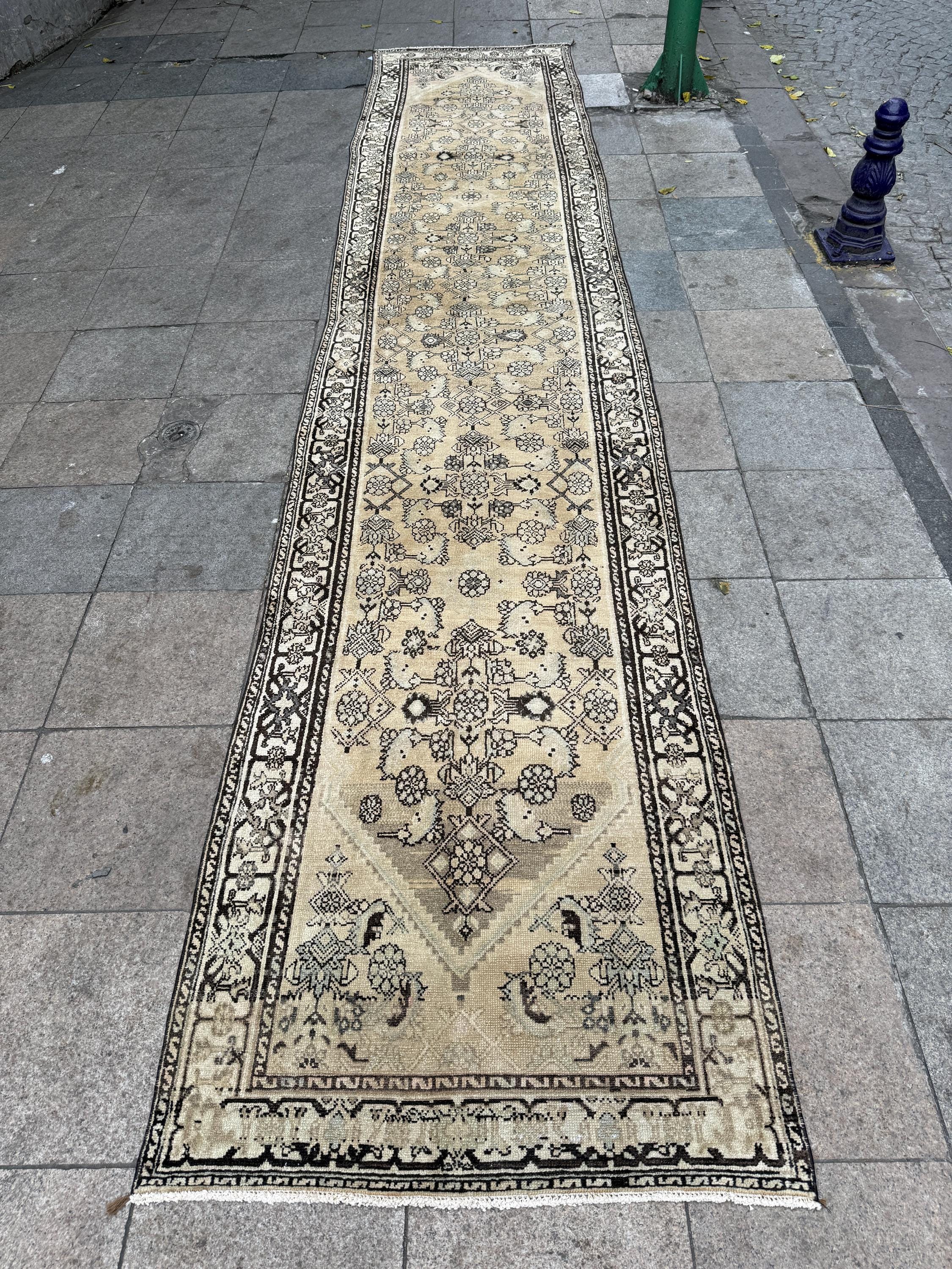 3'5"x16'5" feet Vintage Anatolian Wool Runner Rug,Beige Color Rug ,42