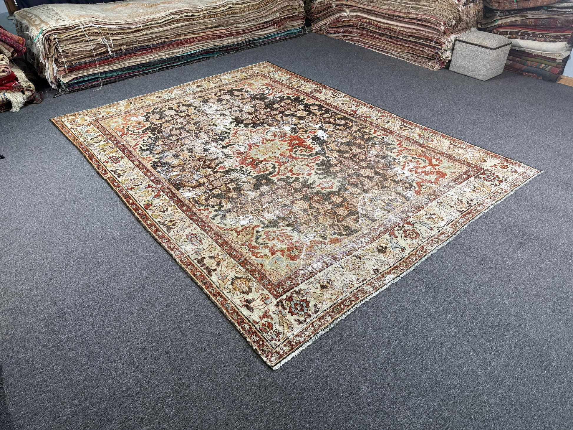 8'3"x11'1" feet Vintage Turkish Anatolian Rug,Natural Color Rug,120