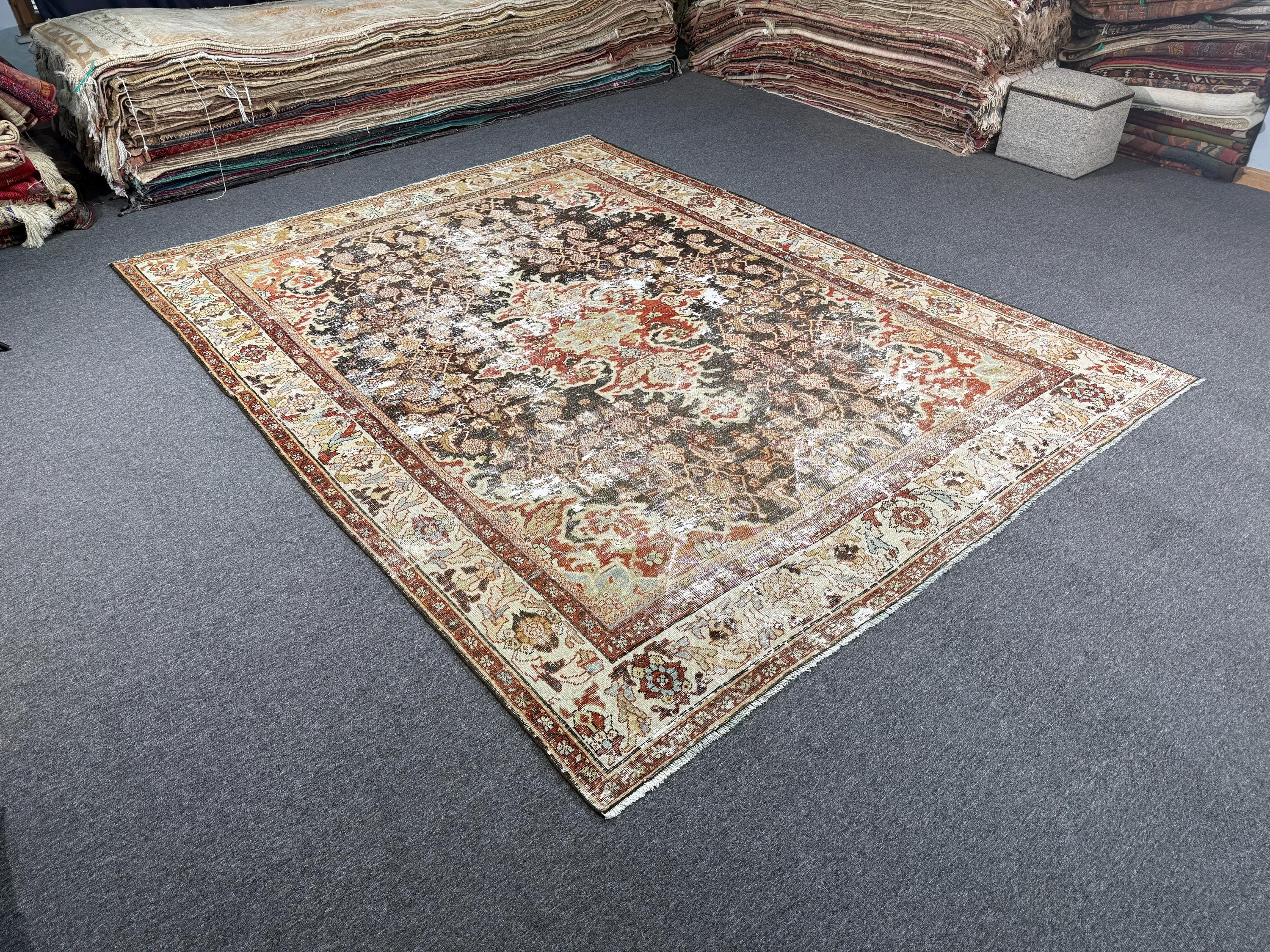 8'3"x11'1" feet Vintage Turkish Anatolian Rug,Natural Color Rug,120
