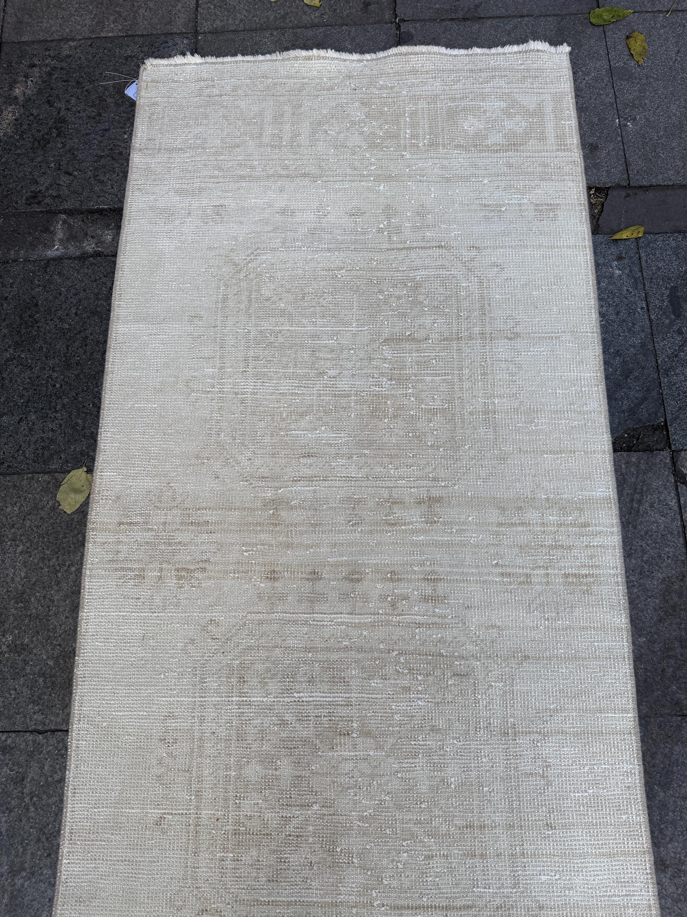 2'9"x12'2" feet Vintage Anatolian Wool Runner Rug,Floral Decoritive Beige Rug ,288