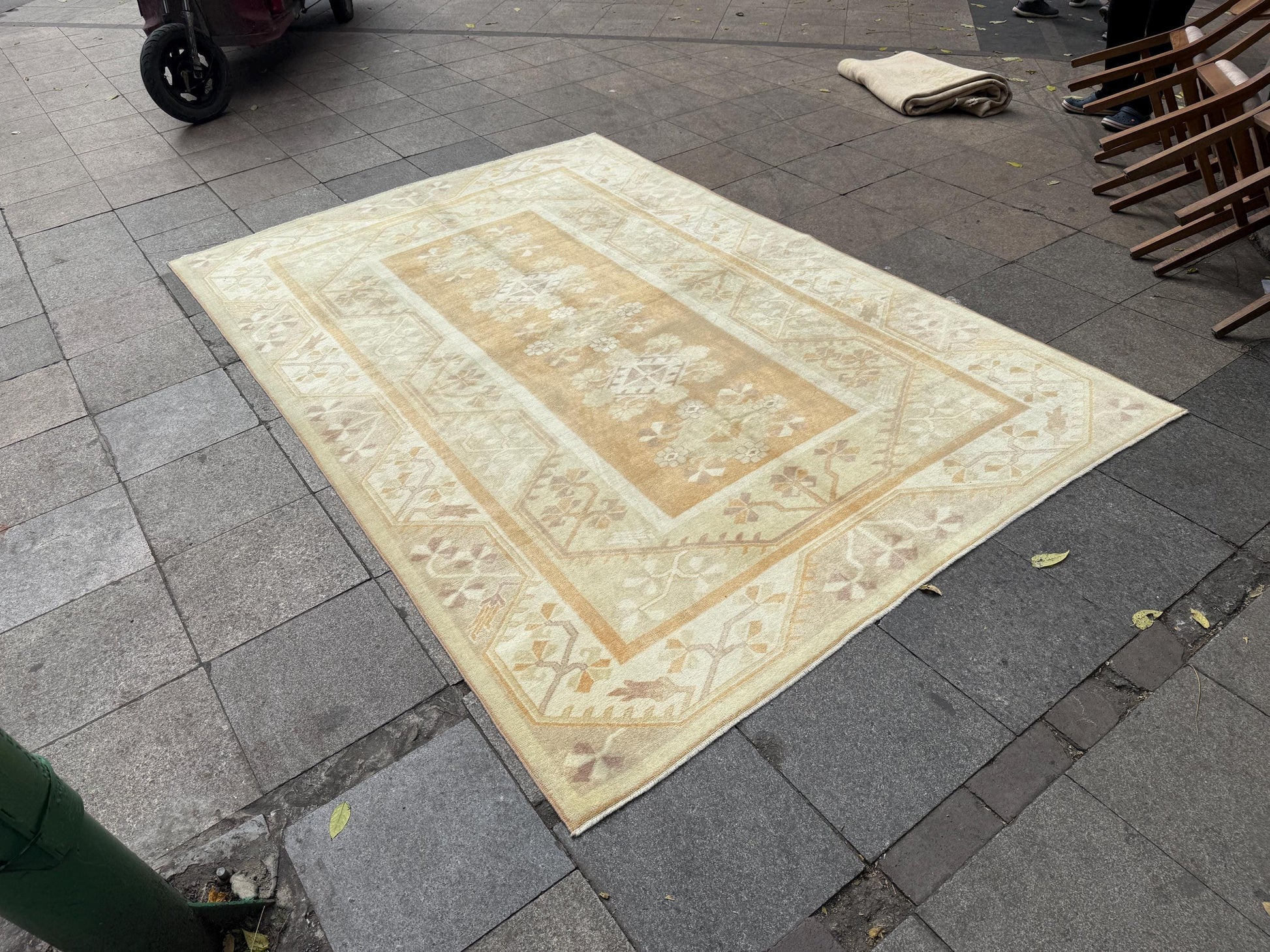 6'7"x9'7" feet Vintage Turkish Anatolian Rug,Orange Color Geometric Rug,363