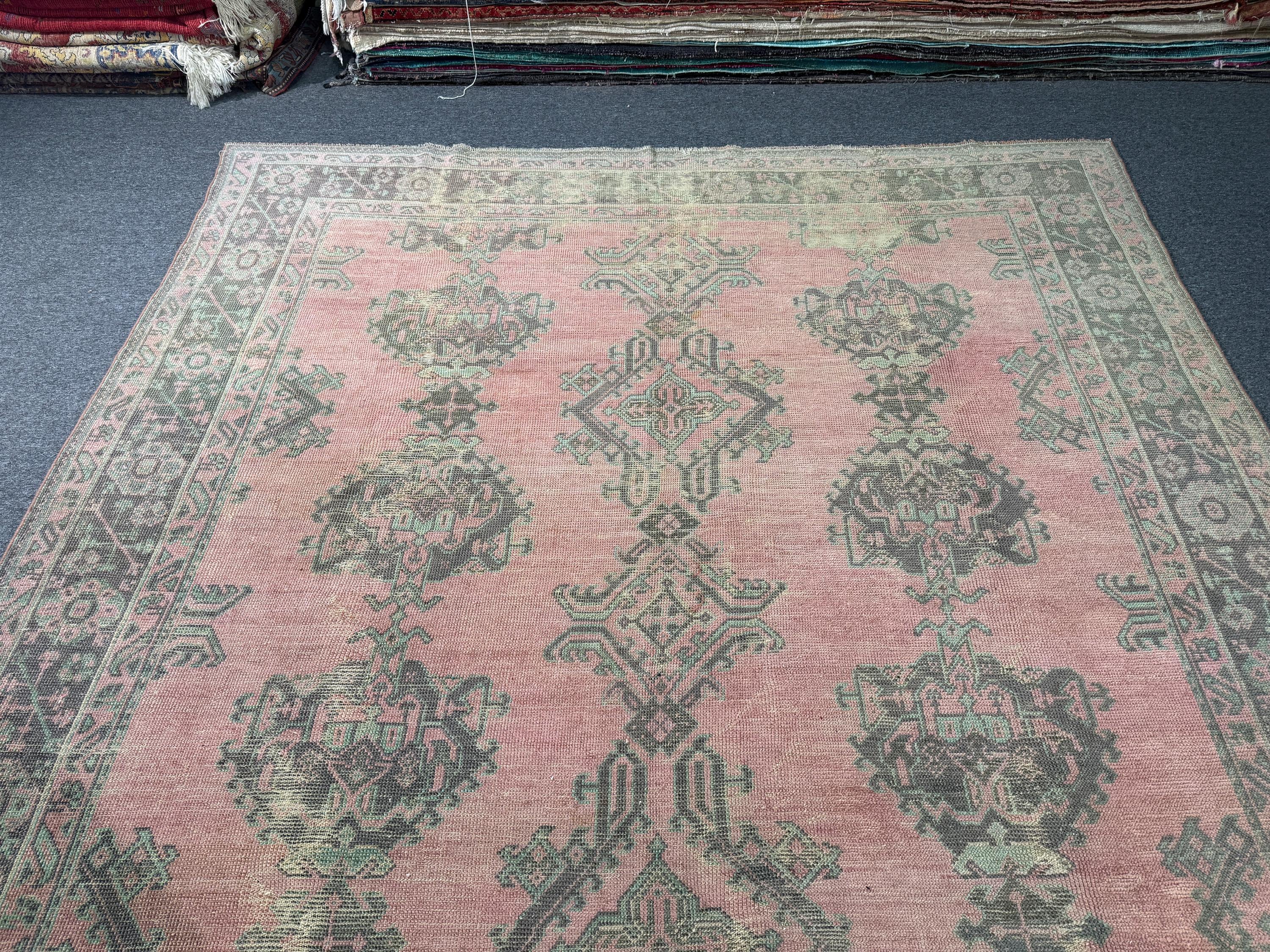 9x11'2 feet Vintage Turkish Anatolian Rug,Pink Color Rug,119