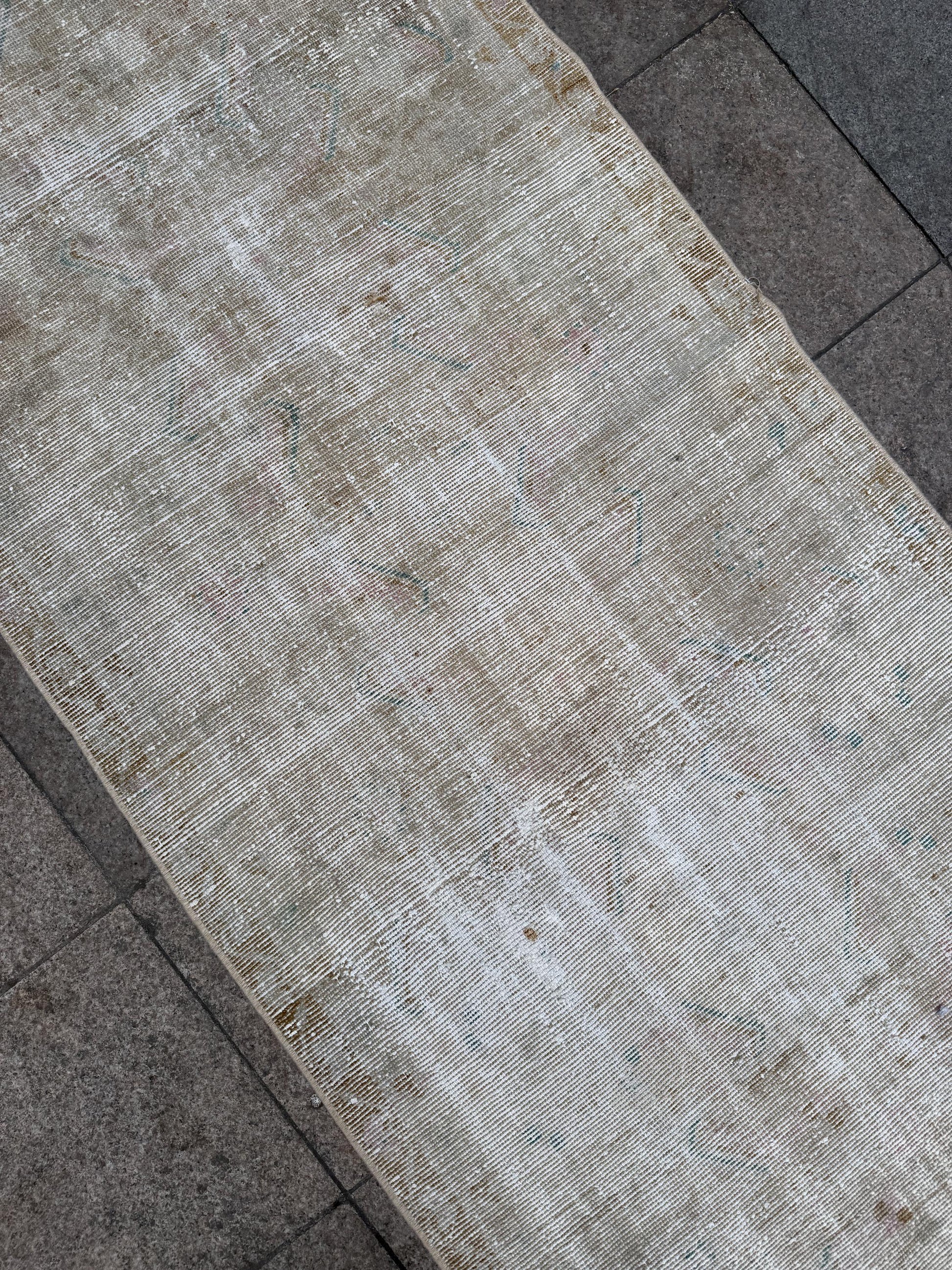 3'1"x10'9" feet Vintage Anatolian Wool Runner Rug,Floral Decoritive Beige Runner ,126