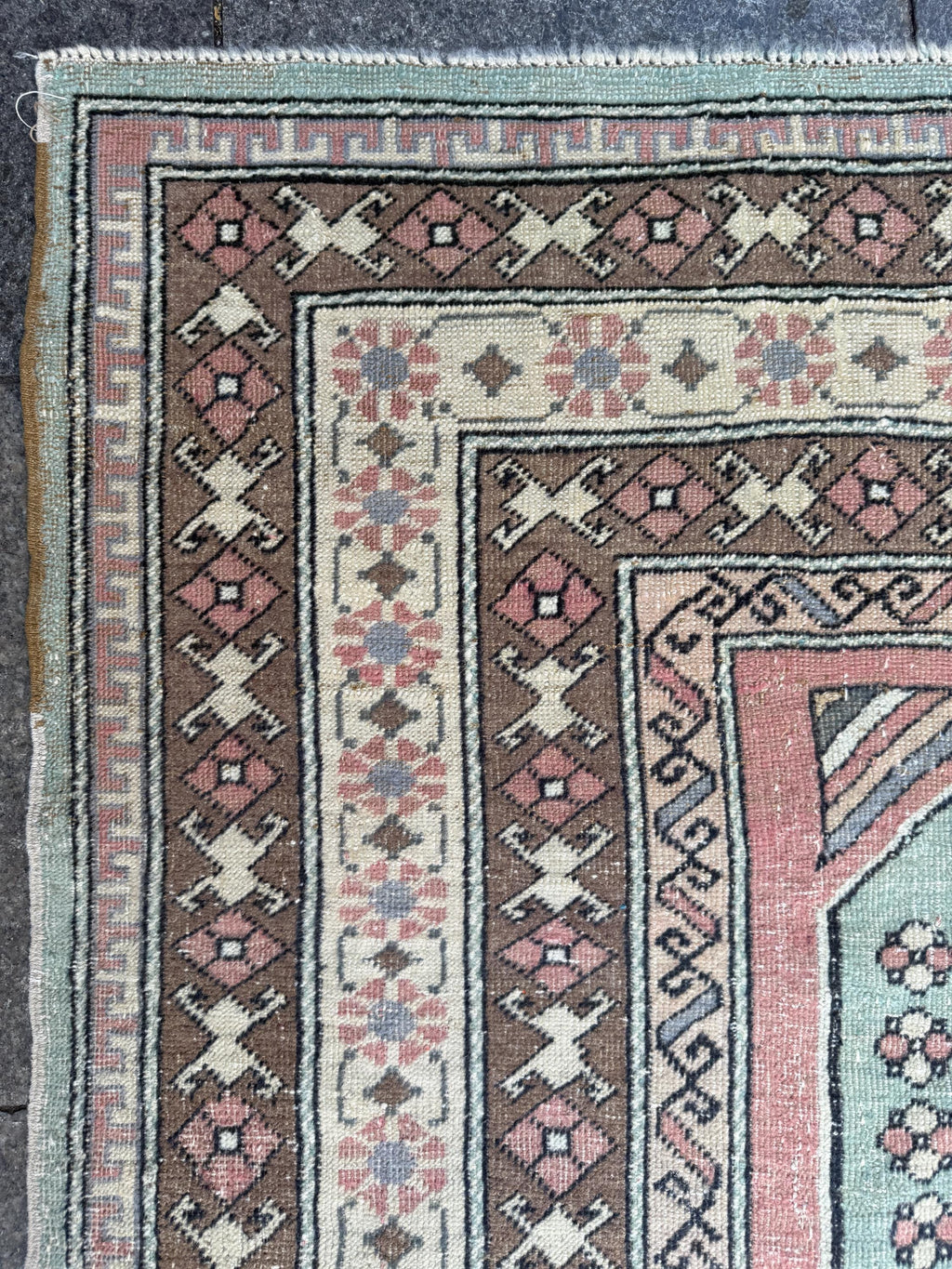 4'10"x6'7" feet Vintage Turkish Anatolian Rug,Pink Geometric Rug,55