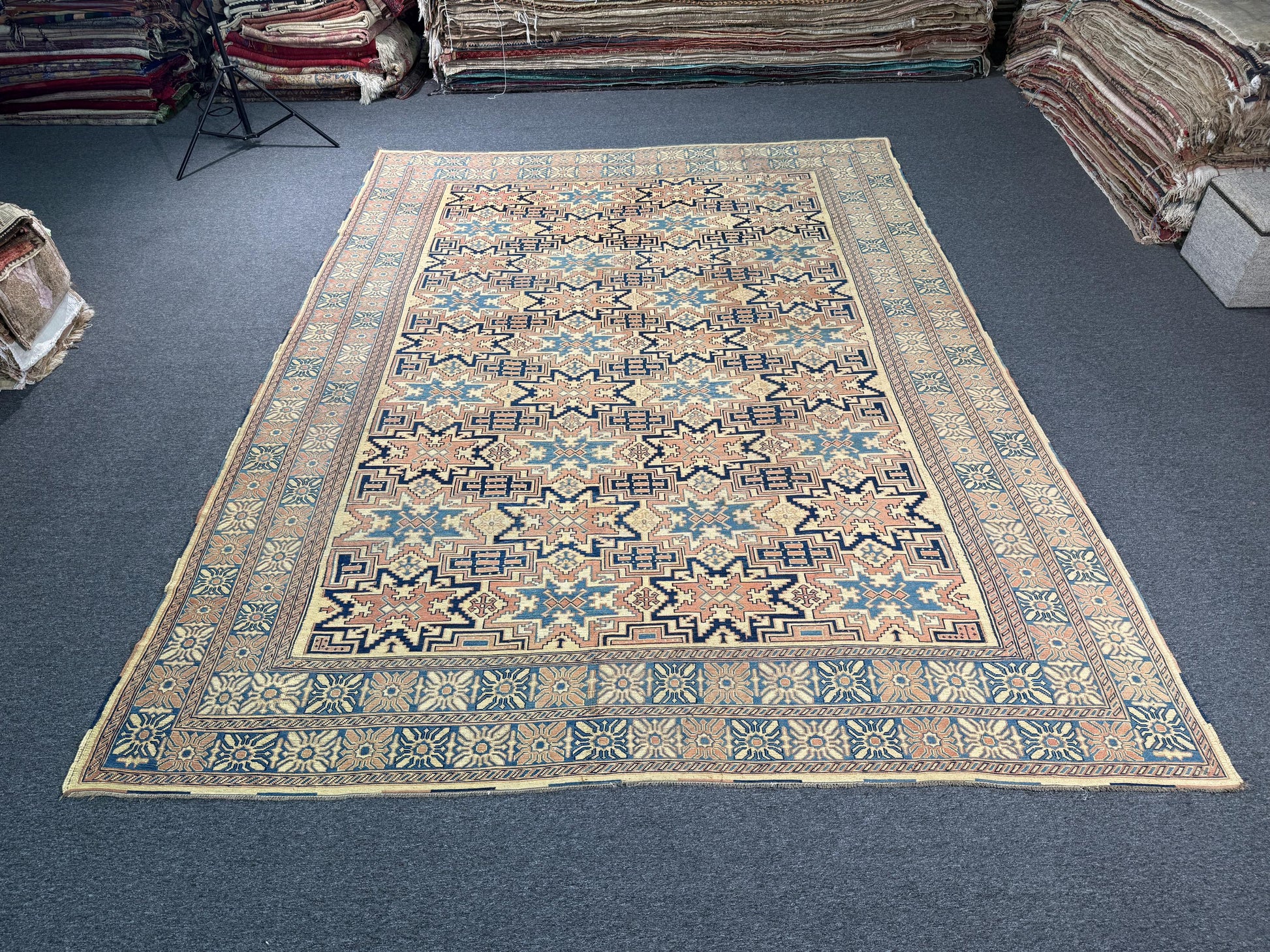 9'6"x12'10" feet Vintage Turkish Anatolian Sumaq Rug,Beige Color Rug,574
