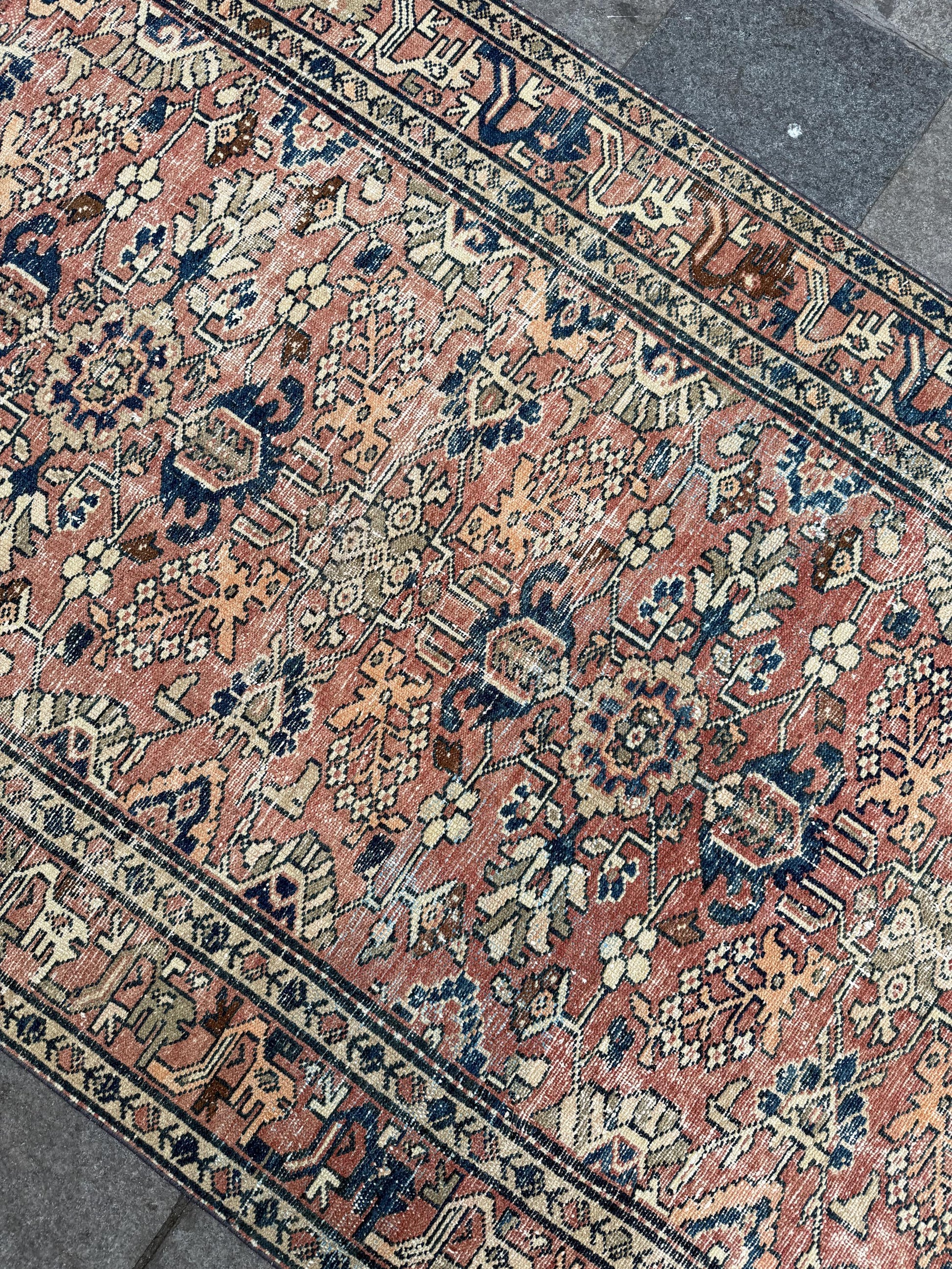 5'1"x9'8" feet Vintage Turkish Anatolian Rug,Brick Color Rug,017