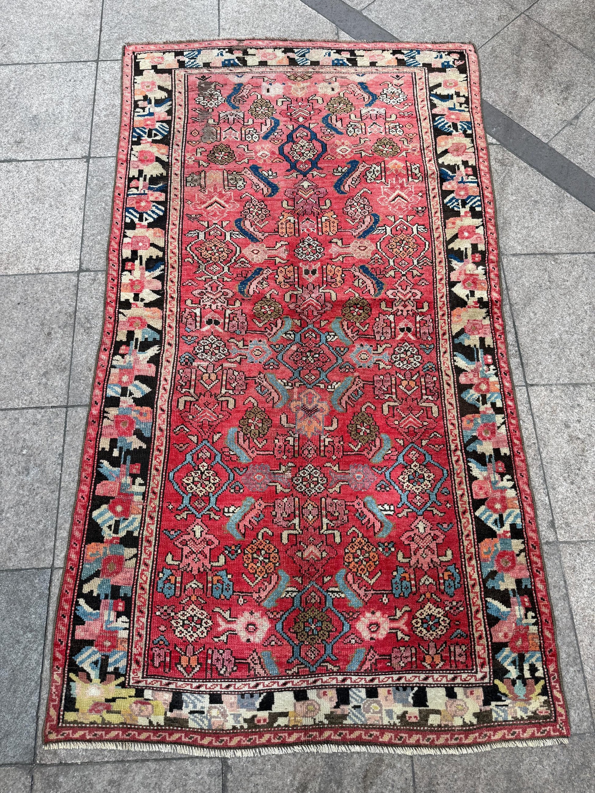 3'8"x6'10" feet Vintage Turkish Anatolian Rug,Brick Color Rug,142