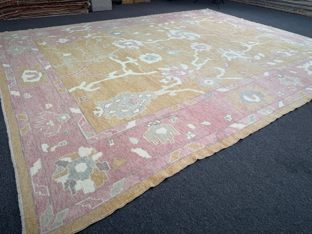 12'x15' feet Turkish Oushak Rug,Yellow Color Rug,075