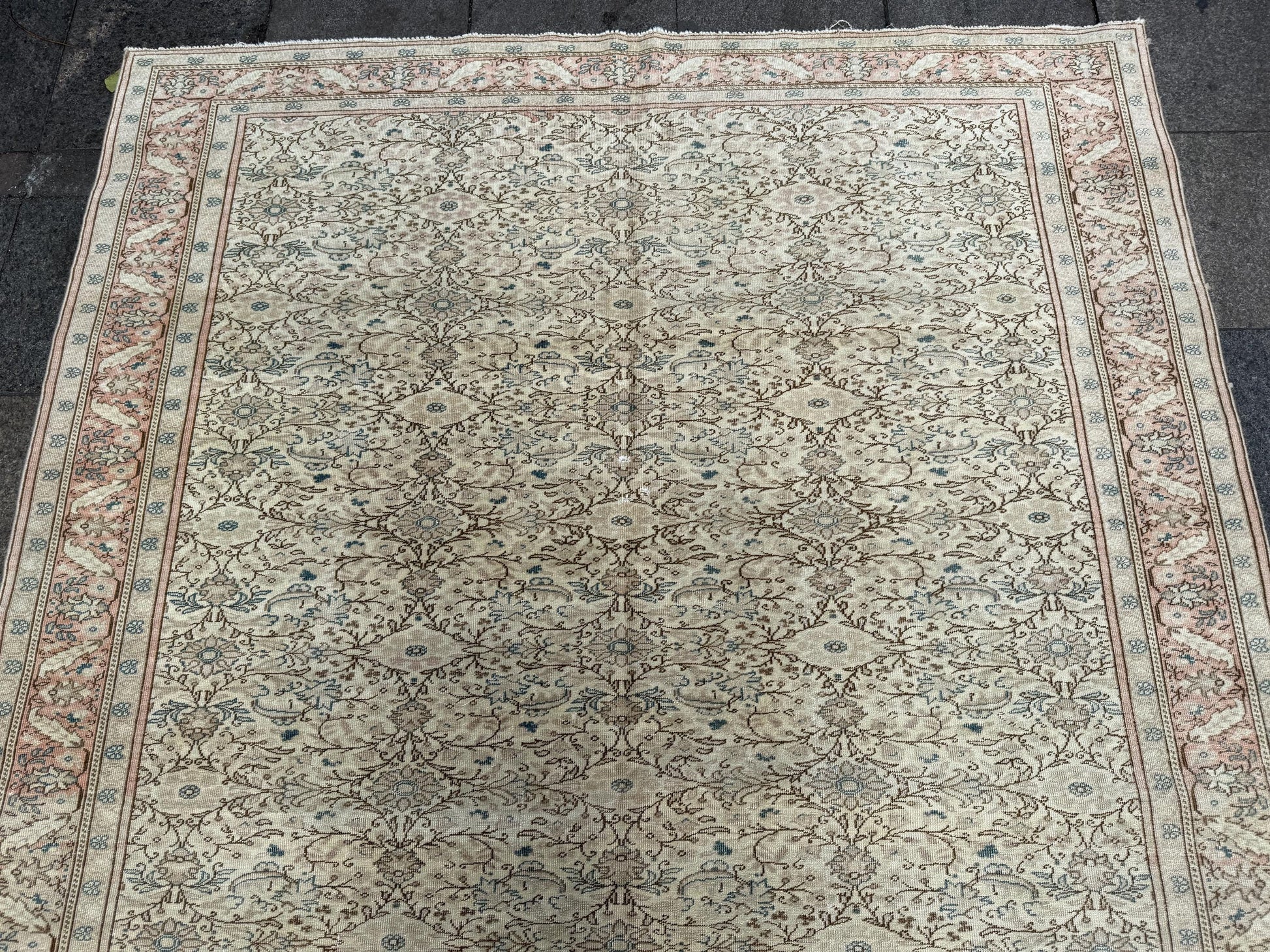 6'5"x9'4" feet Vintage Turkish Anatolian Rug,Beige Color Rug,430