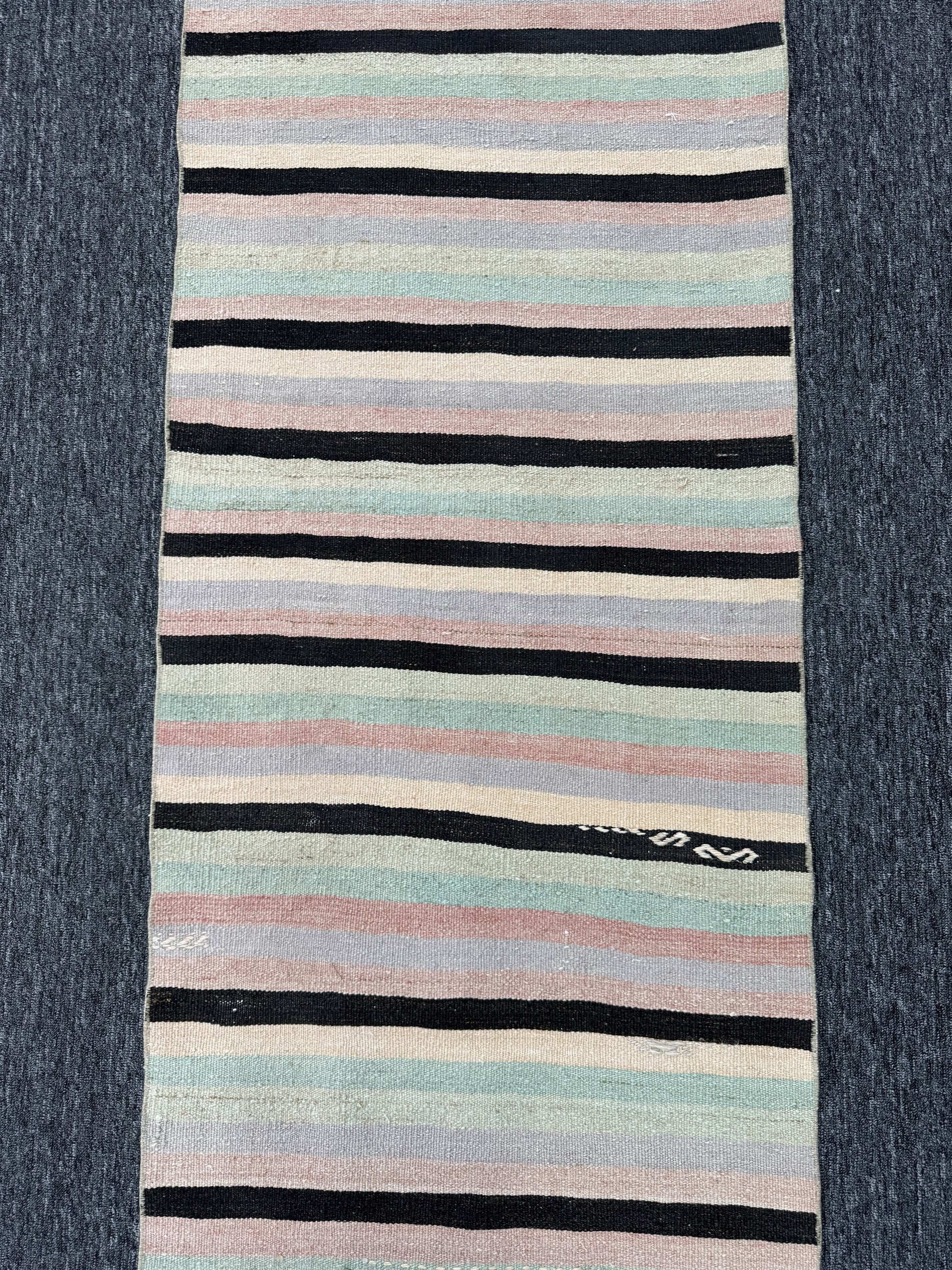 Vintage Turkish Anatolian Wool Runner Rug, Colorful Striped (2'3"x13'5")