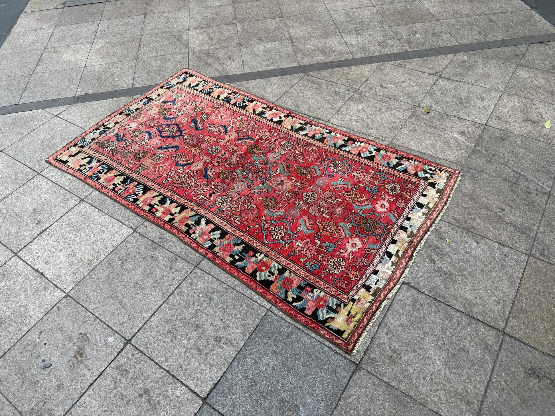 3'8"x6'10" feet Vintage Turkish Anatolian Rug,Brick Color Rug,142