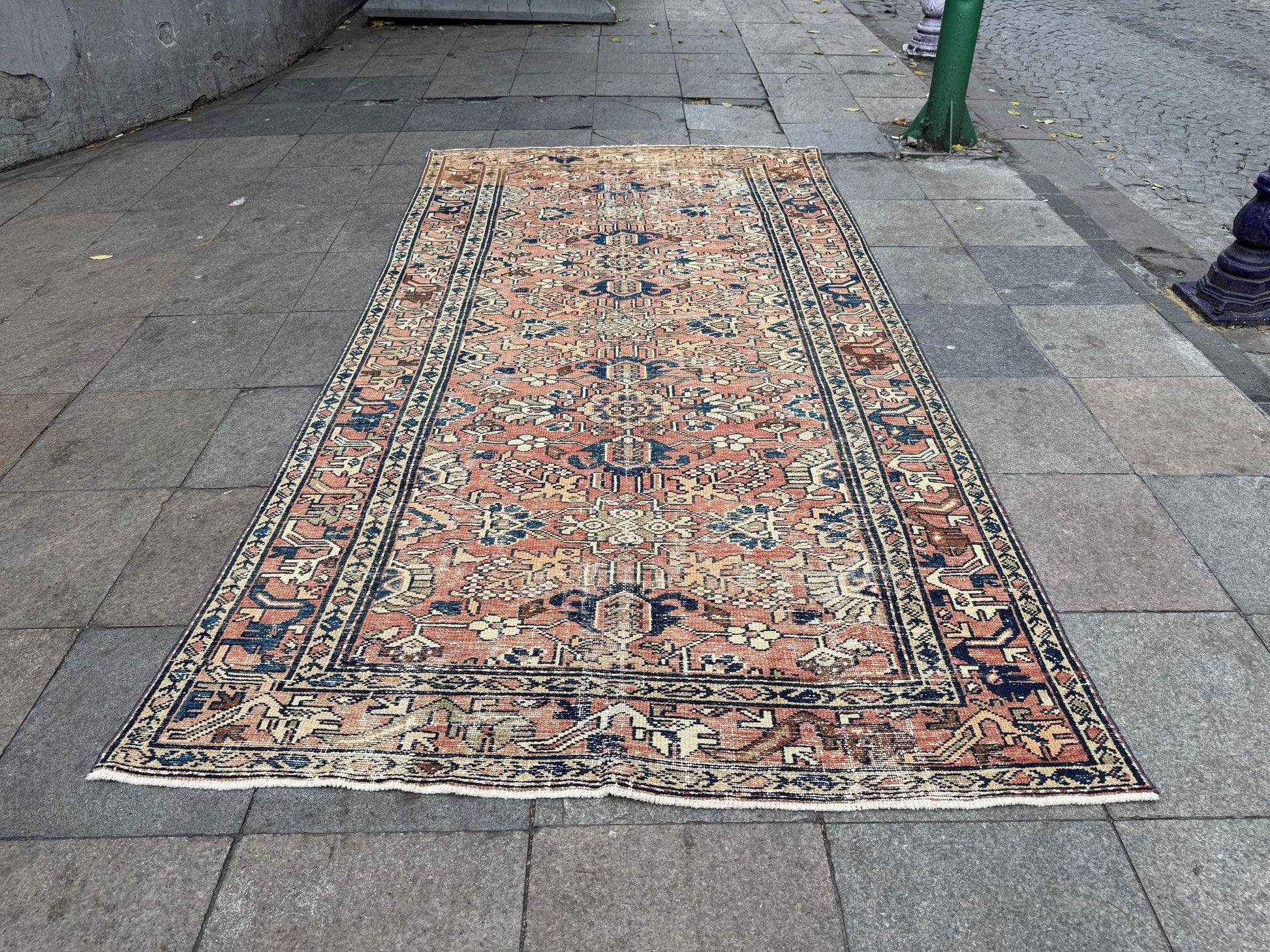 5'1"x9'8" feet Vintage Turkish Anatolian Rug,Brick Color Rug,017