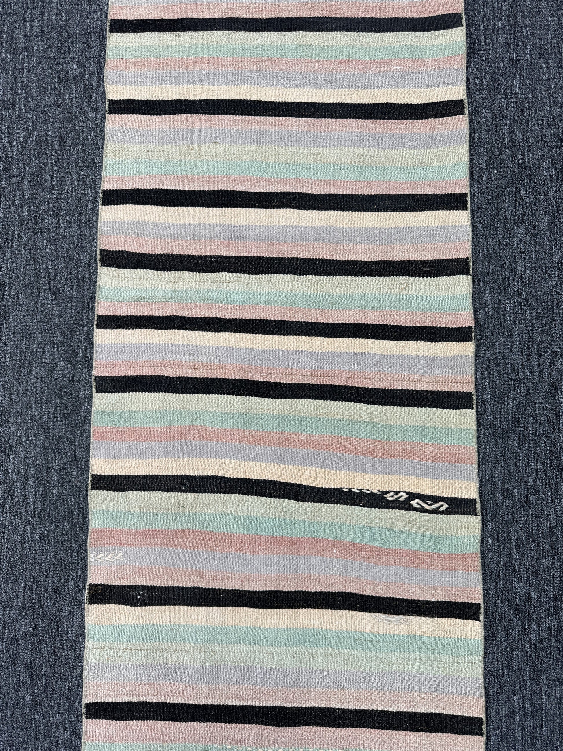 Vintage Turkish Anatolian Wool Runner Rug, Colorful Striped (2'3"x13'5")