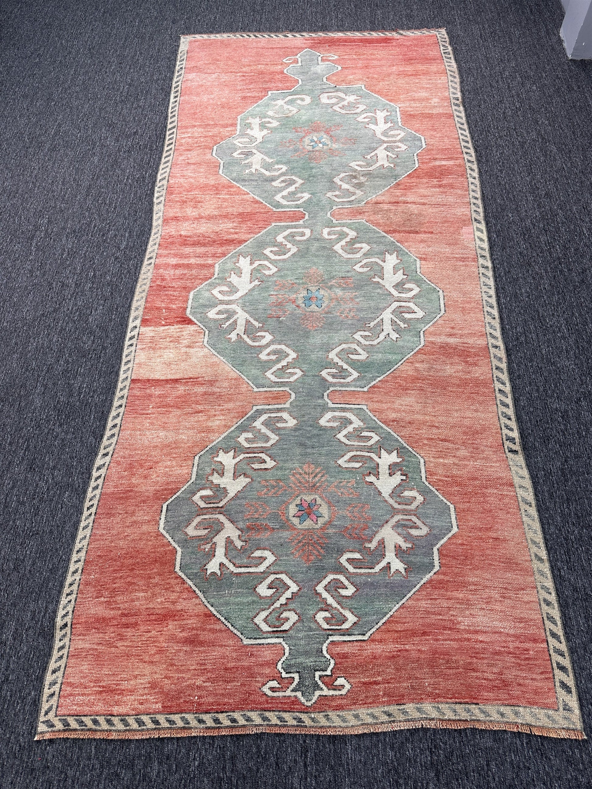 Vintage Turkish Anatolian Runner Rug, Floral Wool (5'5"x12'2")