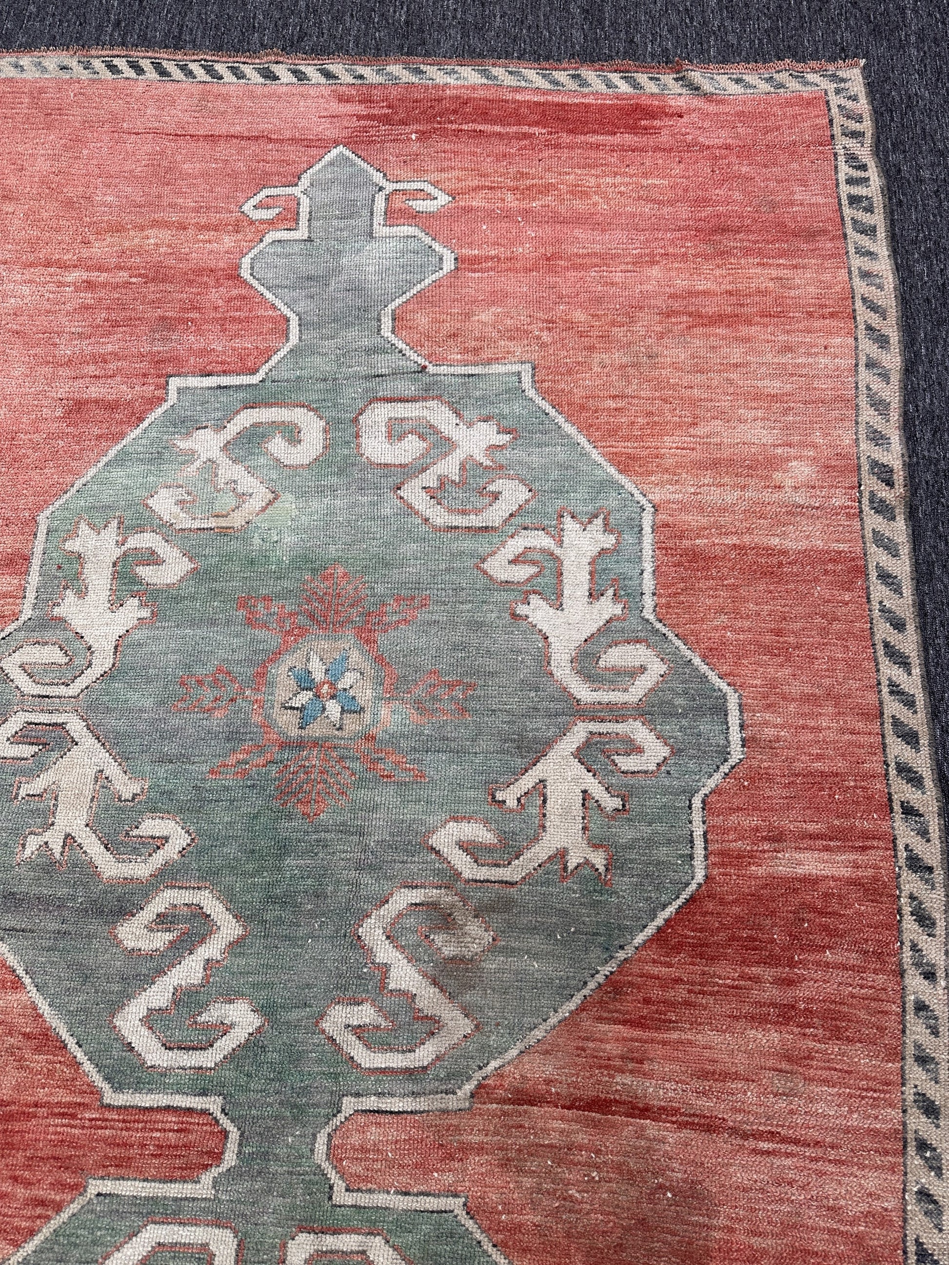 Vintage Turkish Anatolian Runner Rug, Floral Wool (5'5"x12'2")