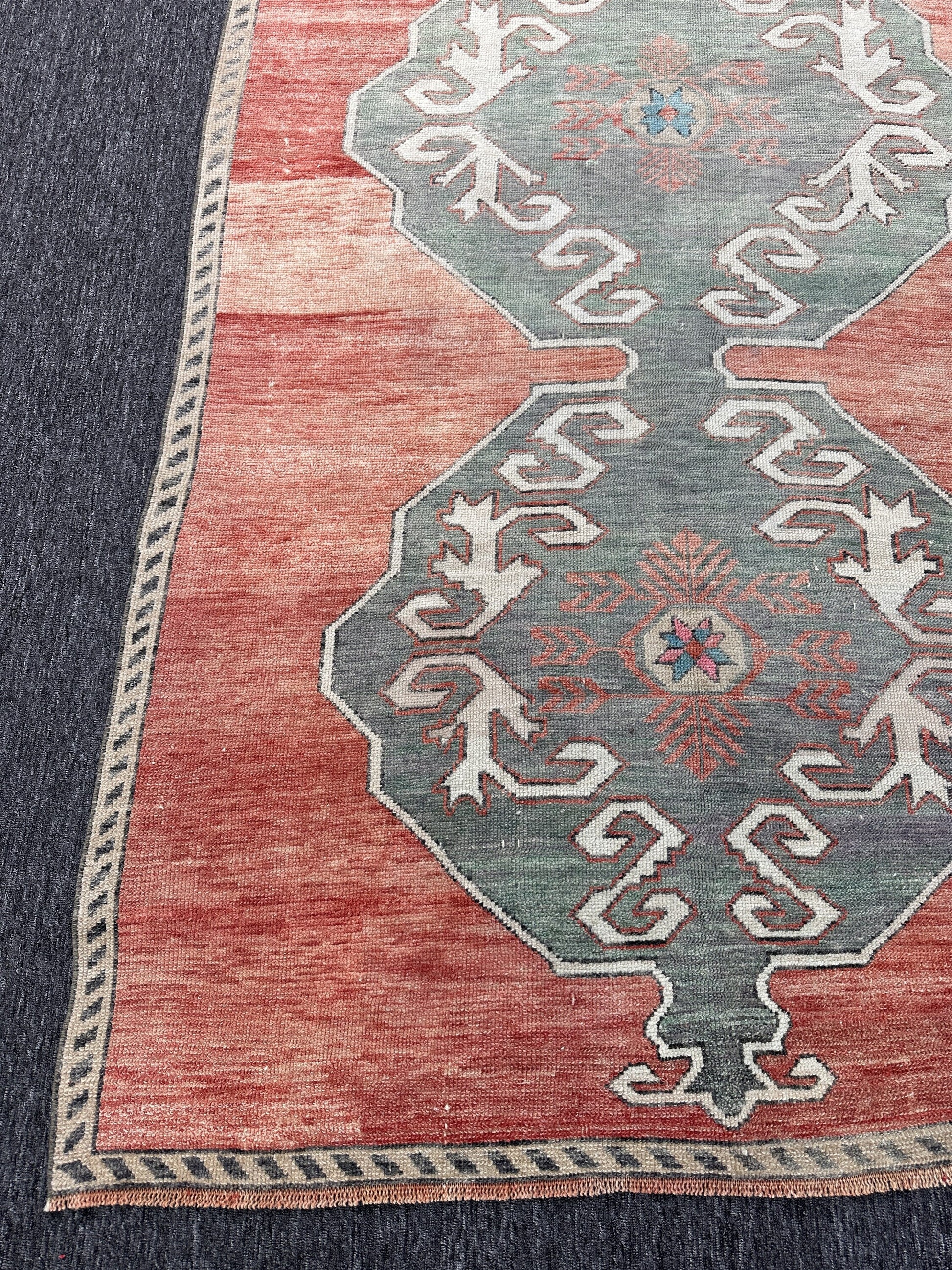 Vintage Turkish Anatolian Runner Rug, Floral Wool (5'5"x12'2")